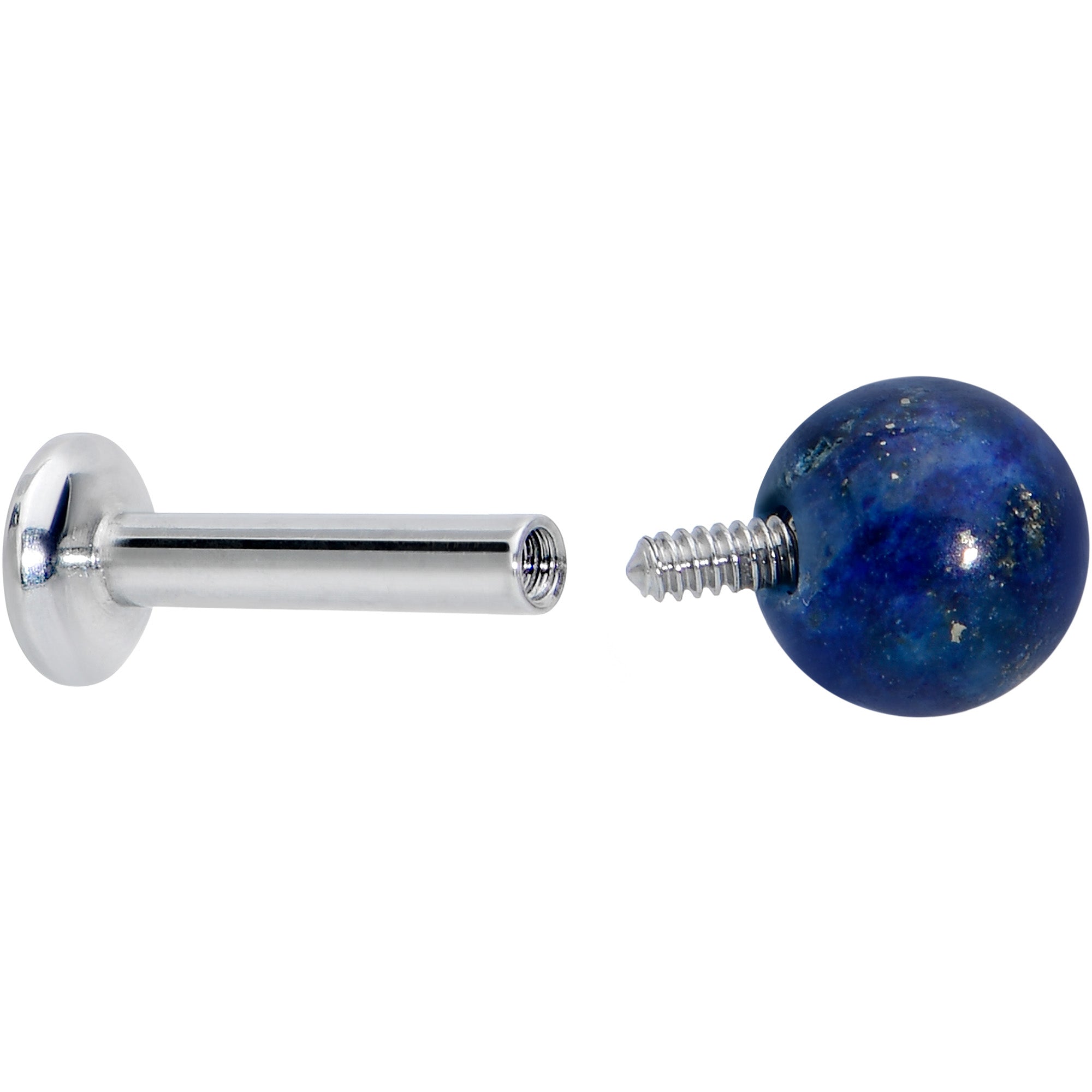 16G 1/4 Elegant Blue Agate Internally Threaded Labret Tragus