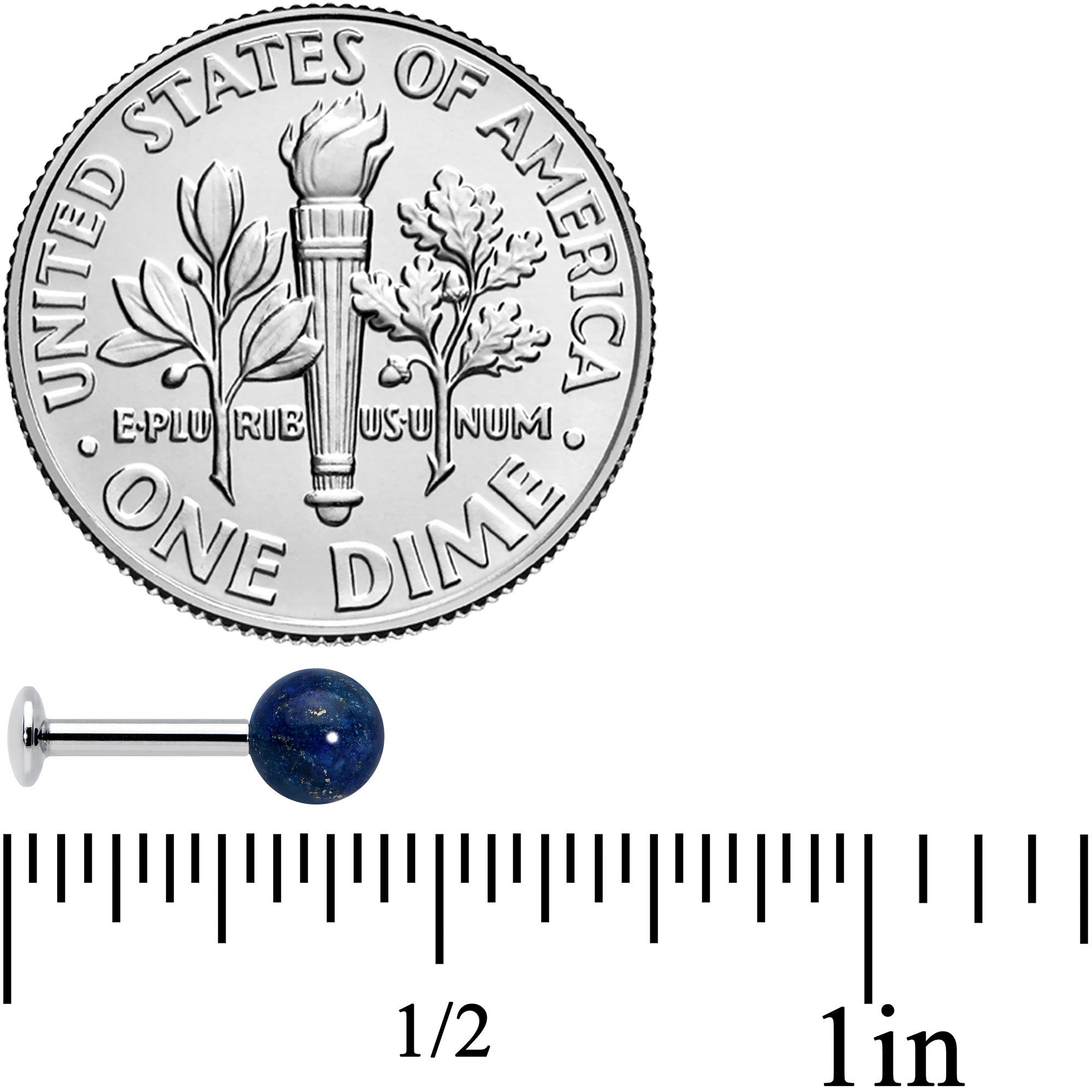 16G 1/4 Elegant Blue Agate Internally Threaded Labret Tragus