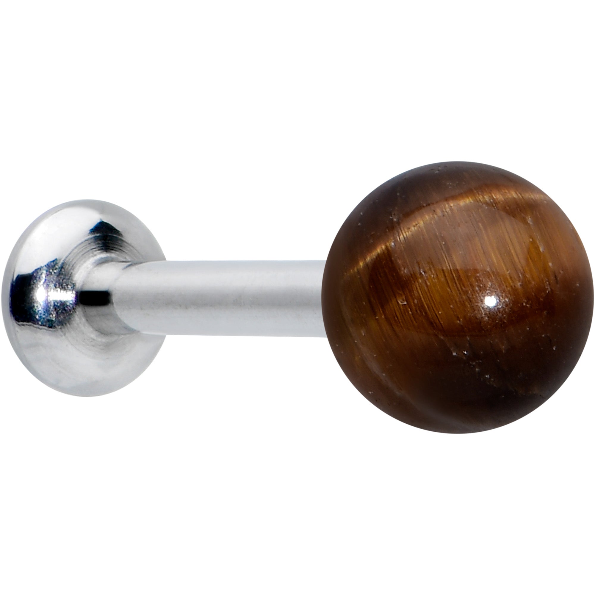 16G 1/4 Elegant Brown Tiger Eye Internal Threaded Labret Tragus