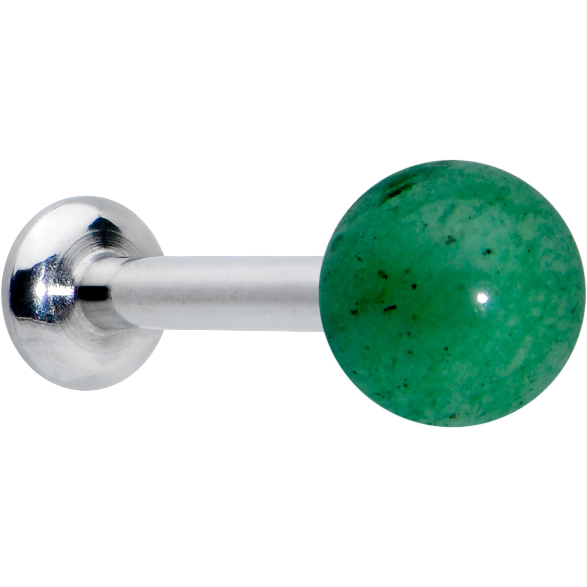 16G 1/4 Elegant Green Jade Internally Threaded Labret Tragus