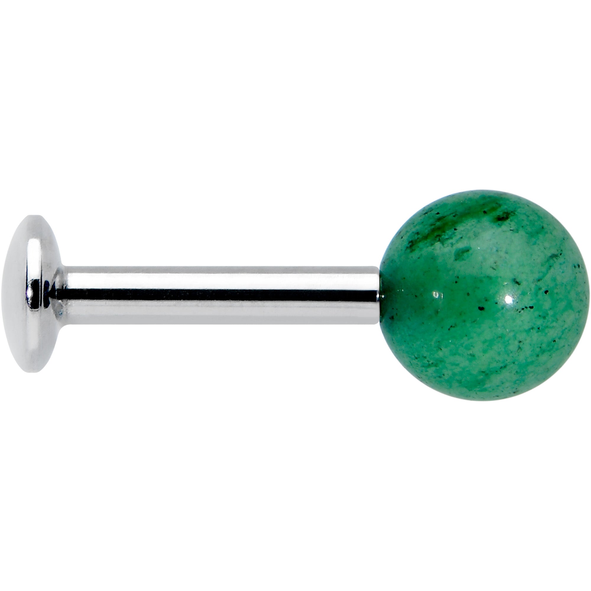 16G 1/4 Elegant Green Jade Internally Threaded Labret Tragus