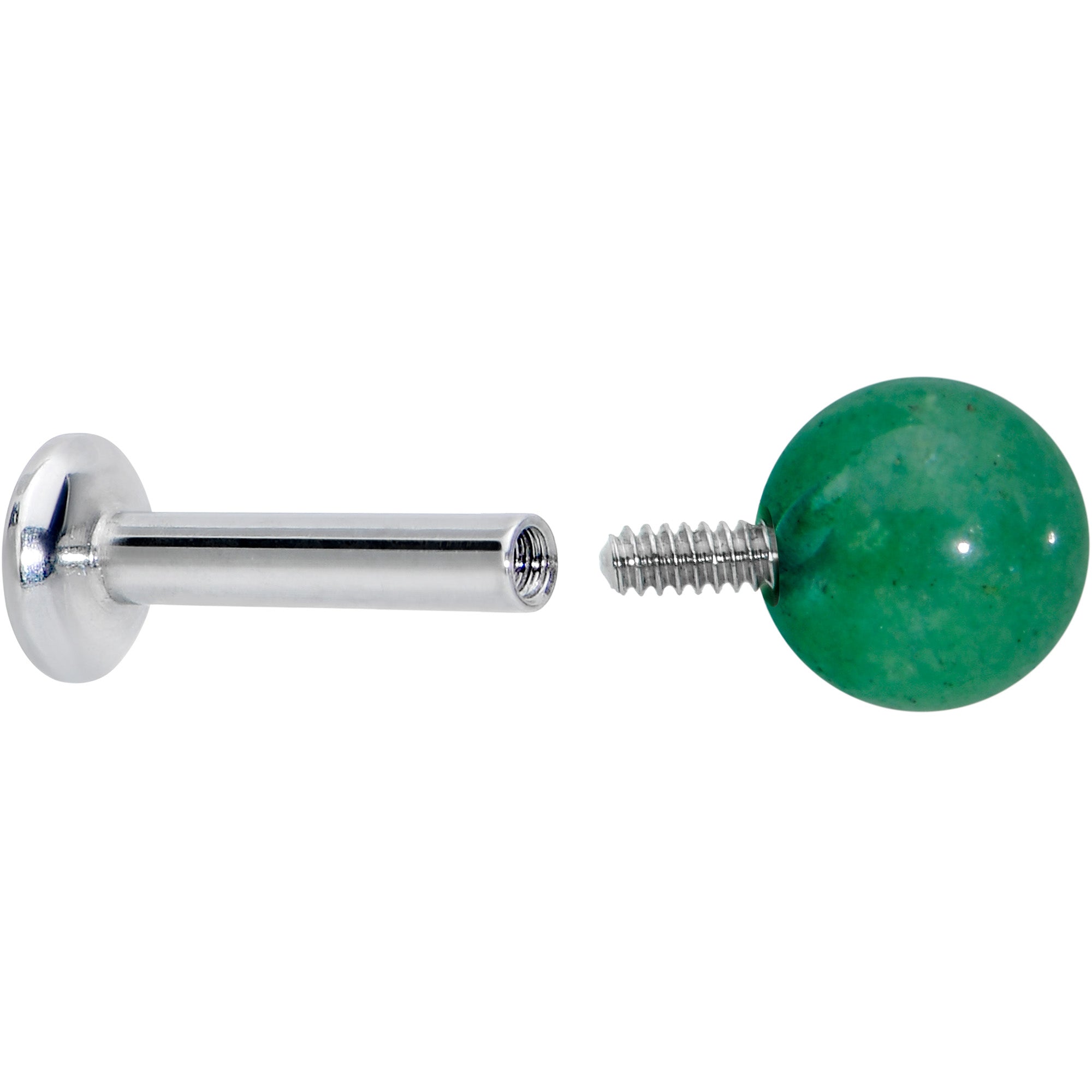 16G 1/4 Elegant Green Jade Internally Threaded Labret Tragus