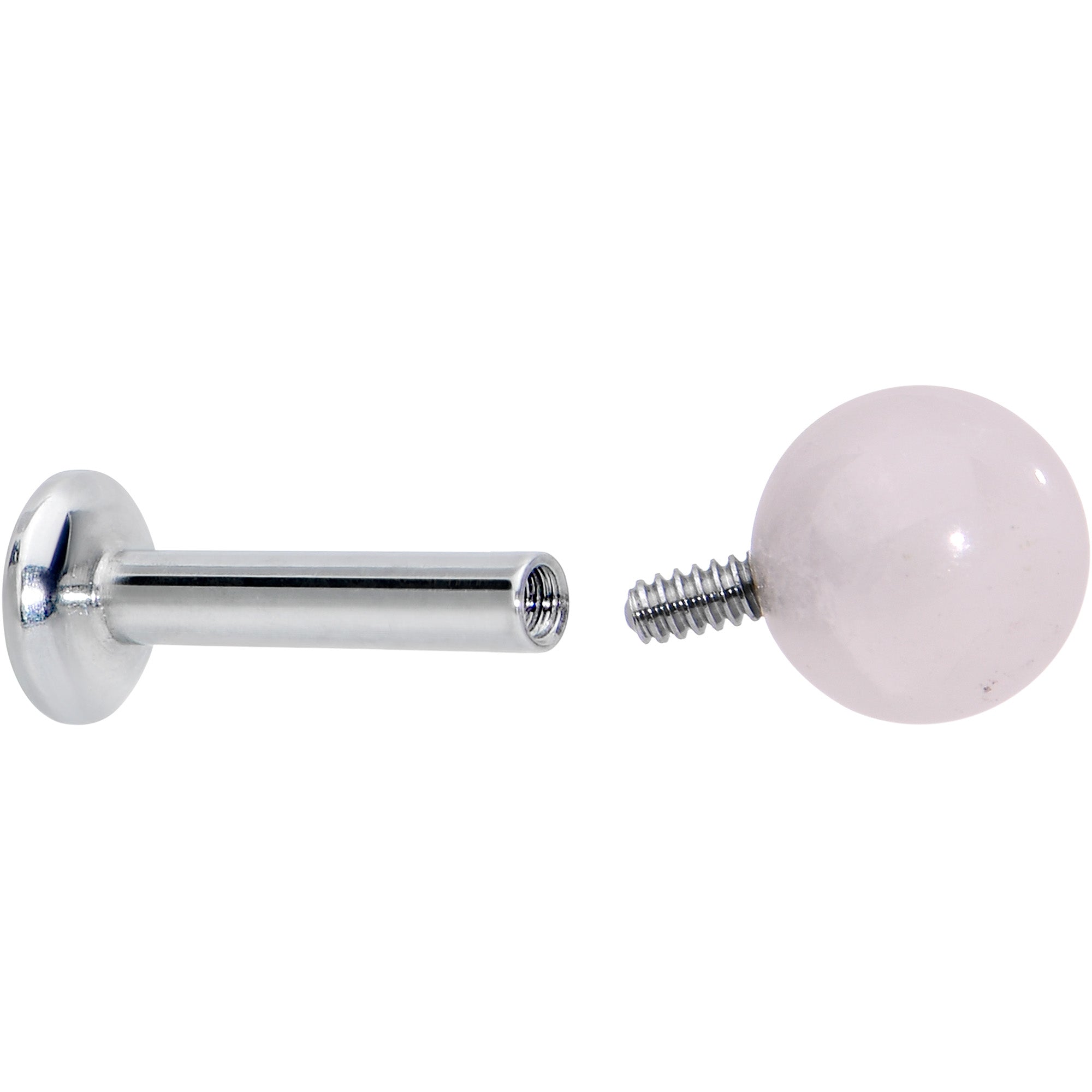 16G 1/4 Elegant Pink Rose Quartz Internal Threaded Labret Tragus