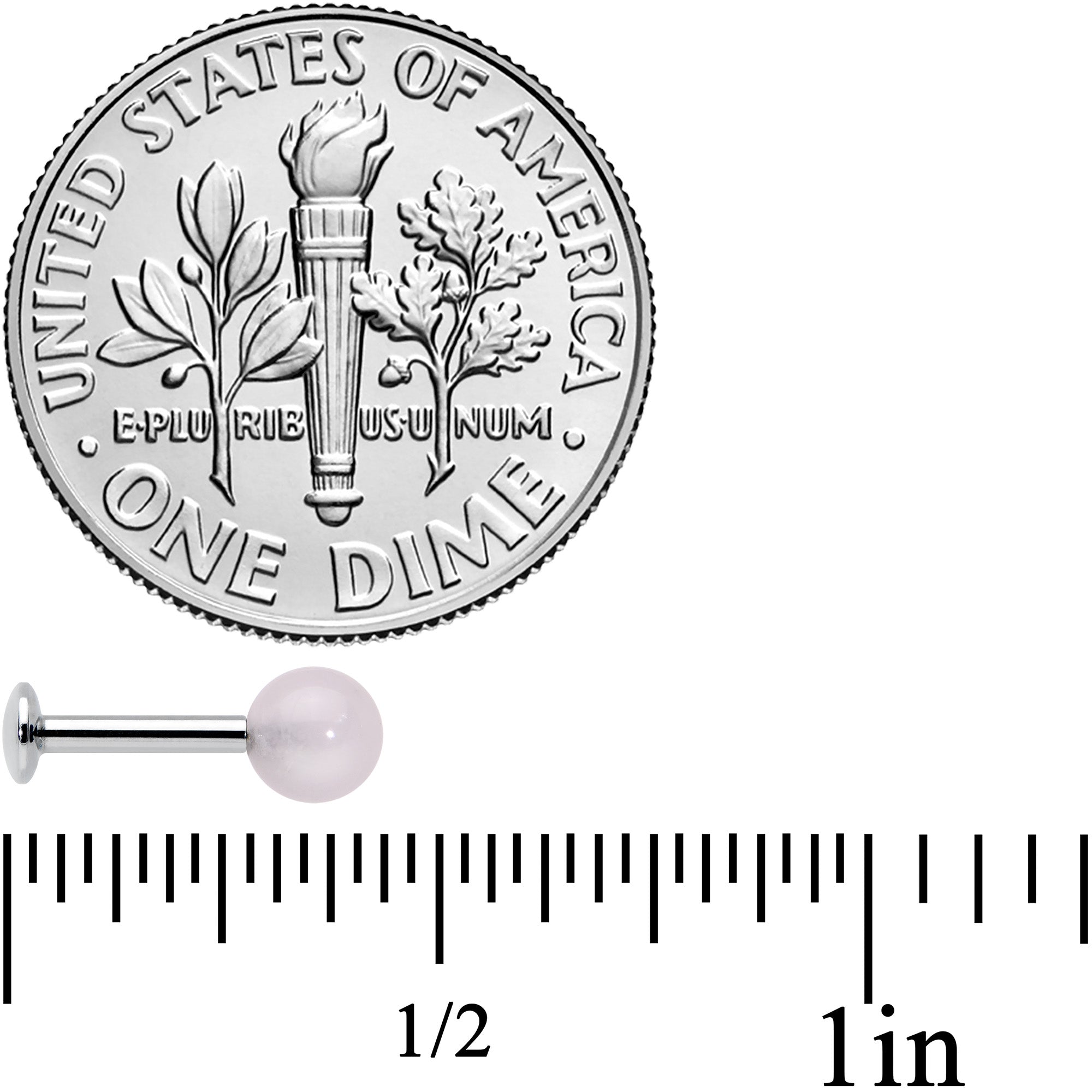 16G 1/4 Elegant Pink Rose Quartz Internal Threaded Labret Tragus