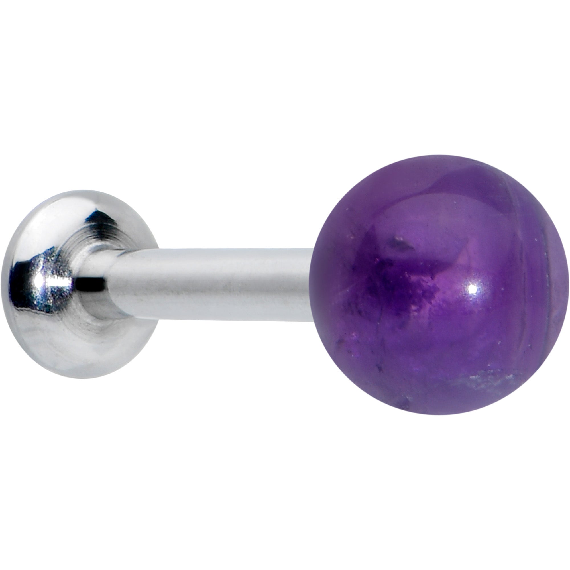 16G 1/4 Elegant Purple Amethyst Internal Threaded Labret Tragus