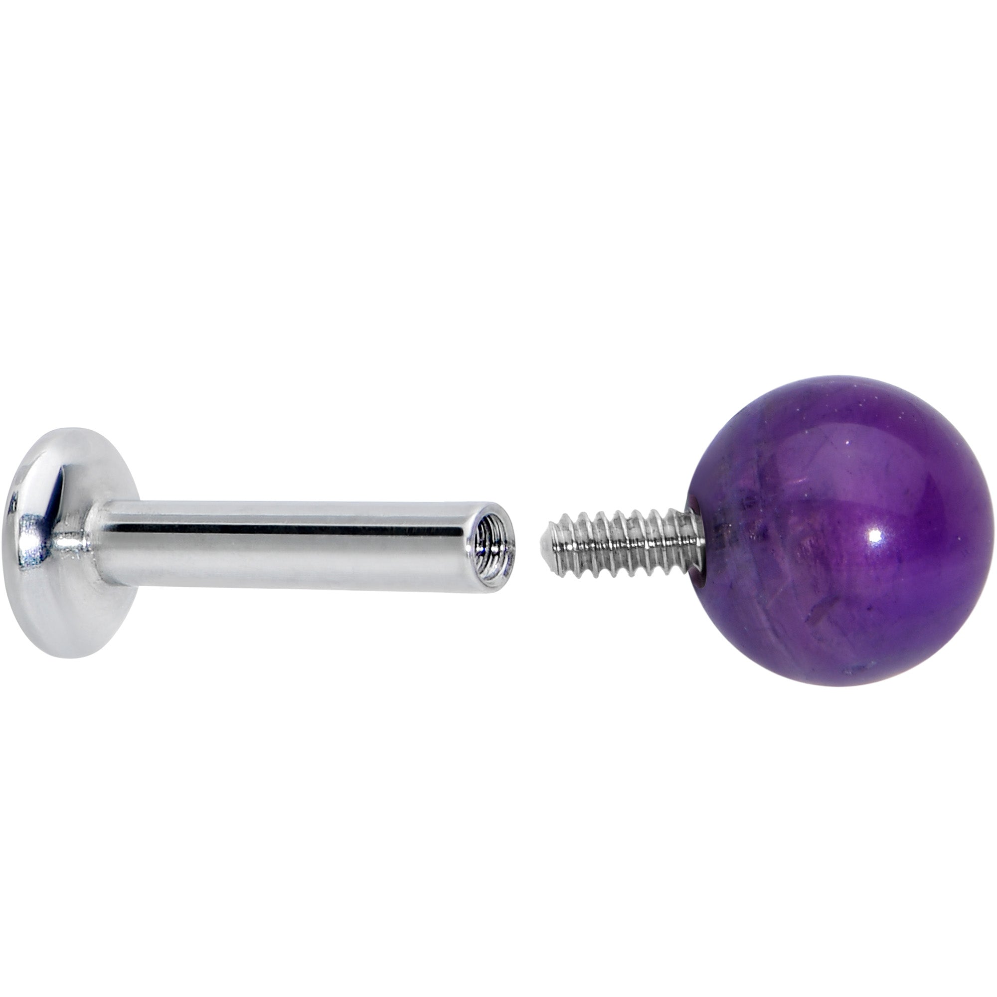 16G 1/4 Elegant Purple Amethyst Internal Threaded Labret Tragus