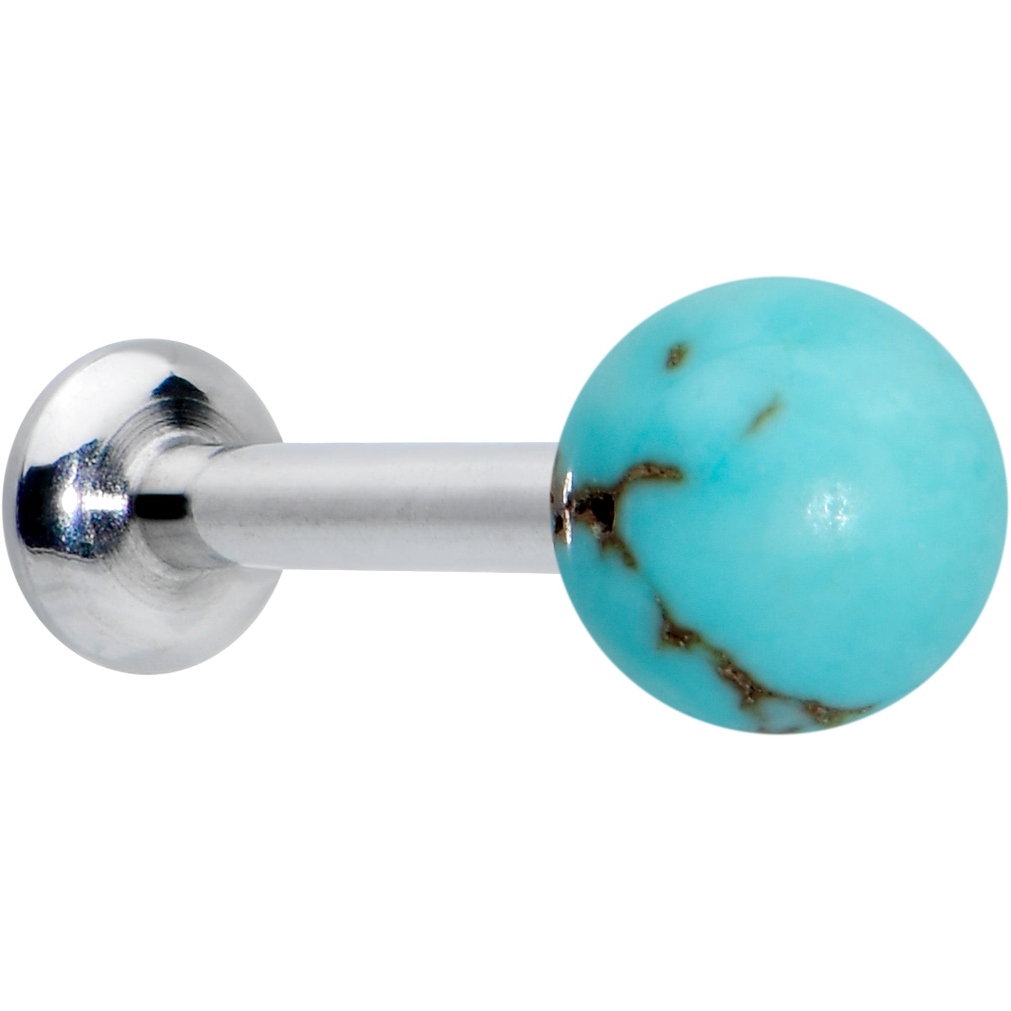 16G 1/4 Elegant Blue Turquoise Internally Threaded Labret Tragus
