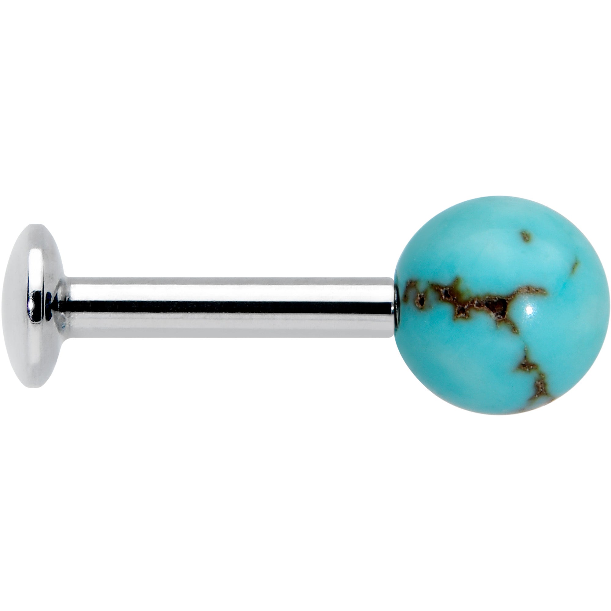 16G 1/4 Elegant Blue Turquoise Internally Threaded Labret Tragus