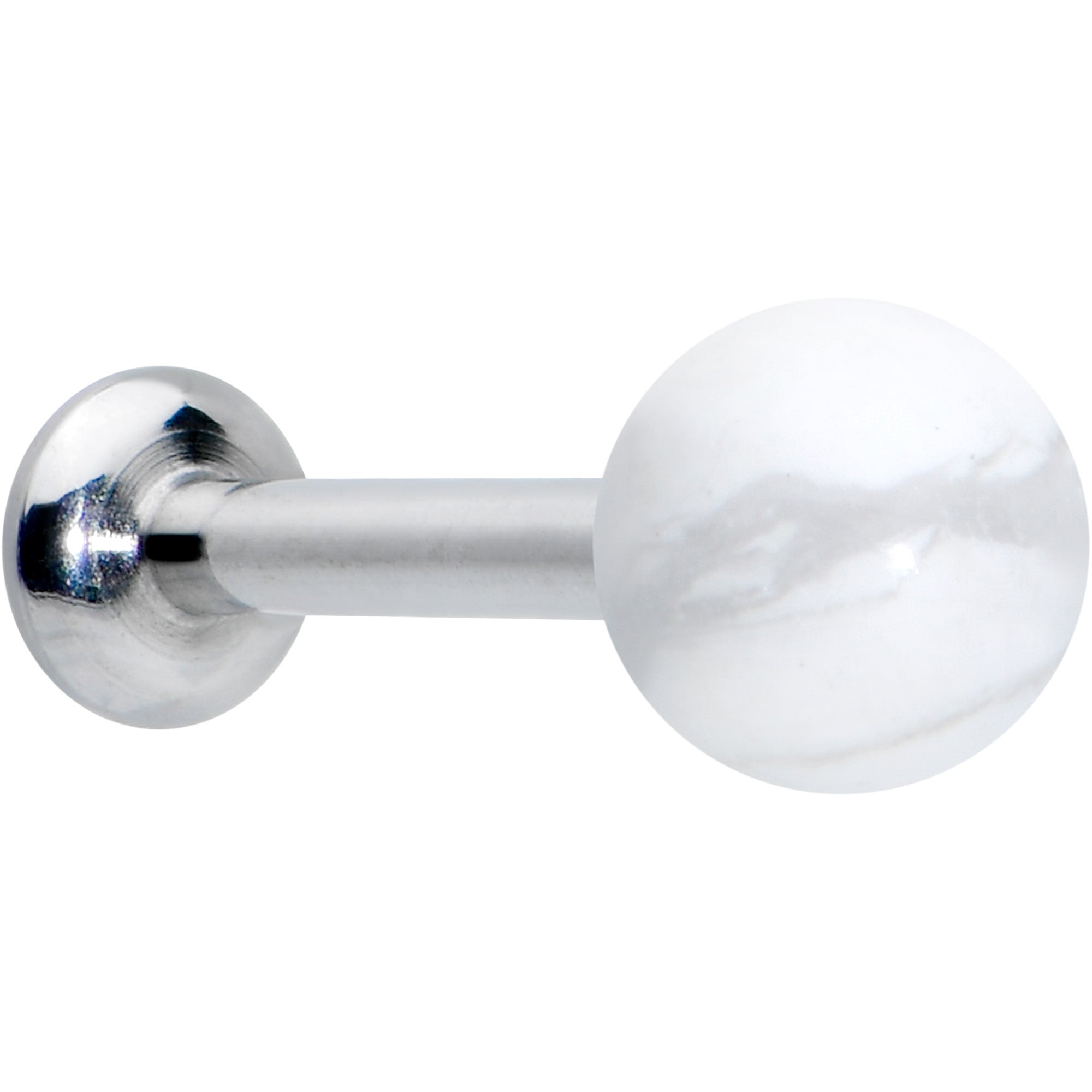 16G 1/4 Elegant White Howlite Internally Threaded Labret Tragus