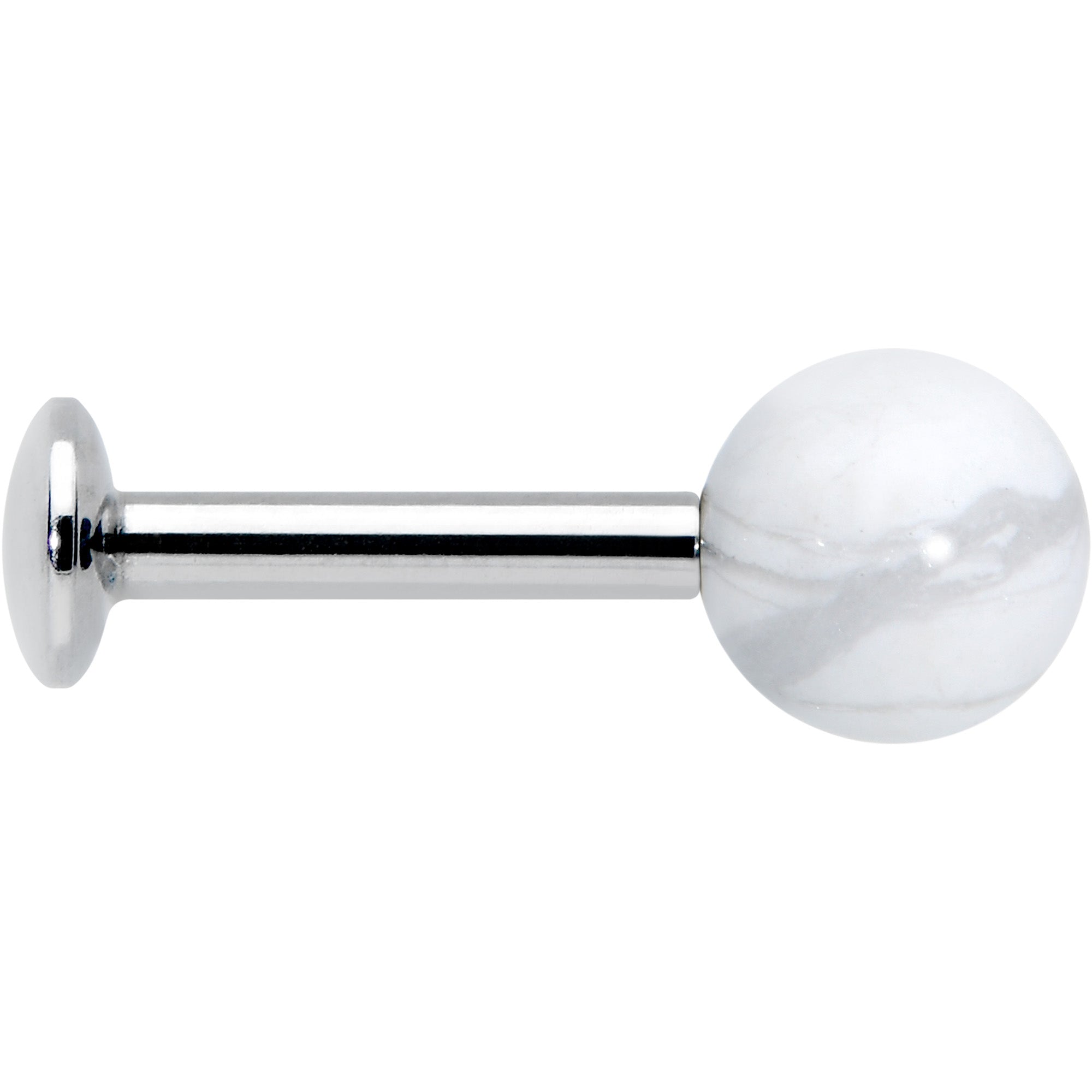 16G 1/4 Elegant White Howlite Internally Threaded Labret Tragus