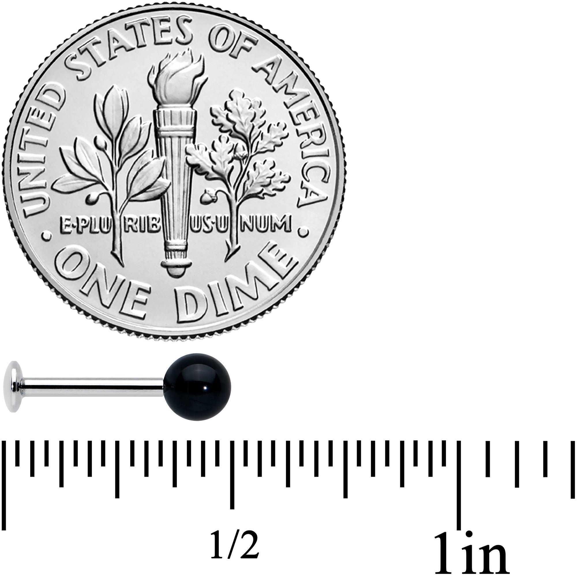 16G 5/16 Elegant Black Agate Internally Threaded Labret Tragus