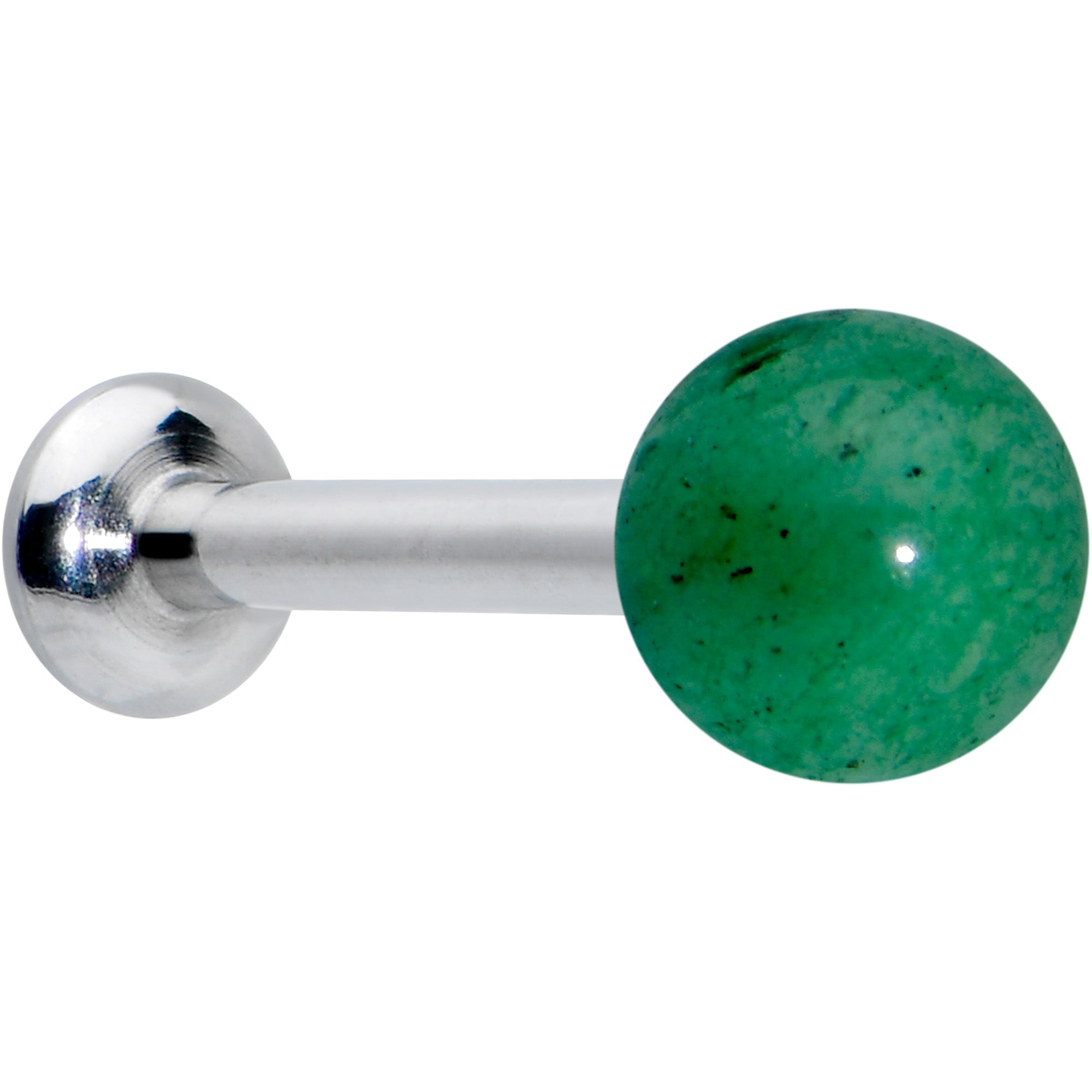 16G 5/16 Elegant Green Jade Internally Threaded Labret Tragus