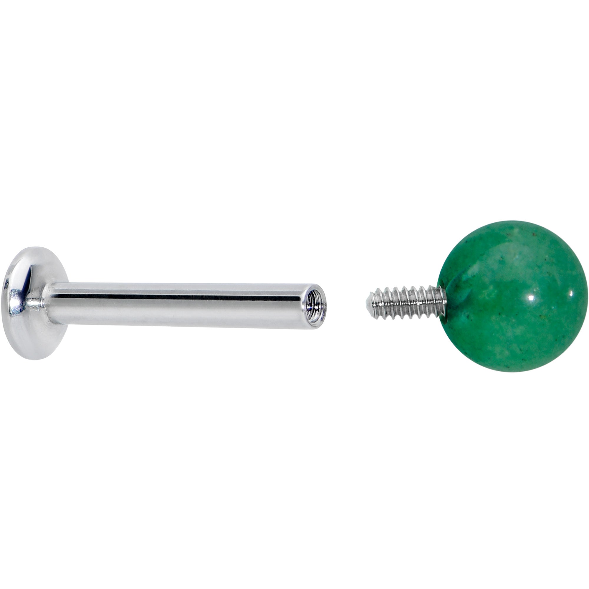 16G 5/16 Elegant Green Jade Internally Threaded Labret Tragus