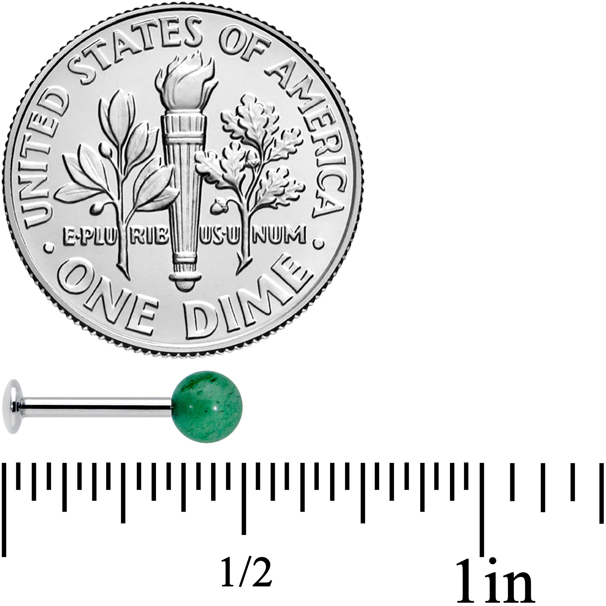 16G 5/16 Elegant Green Jade Internally Threaded Labret Tragus