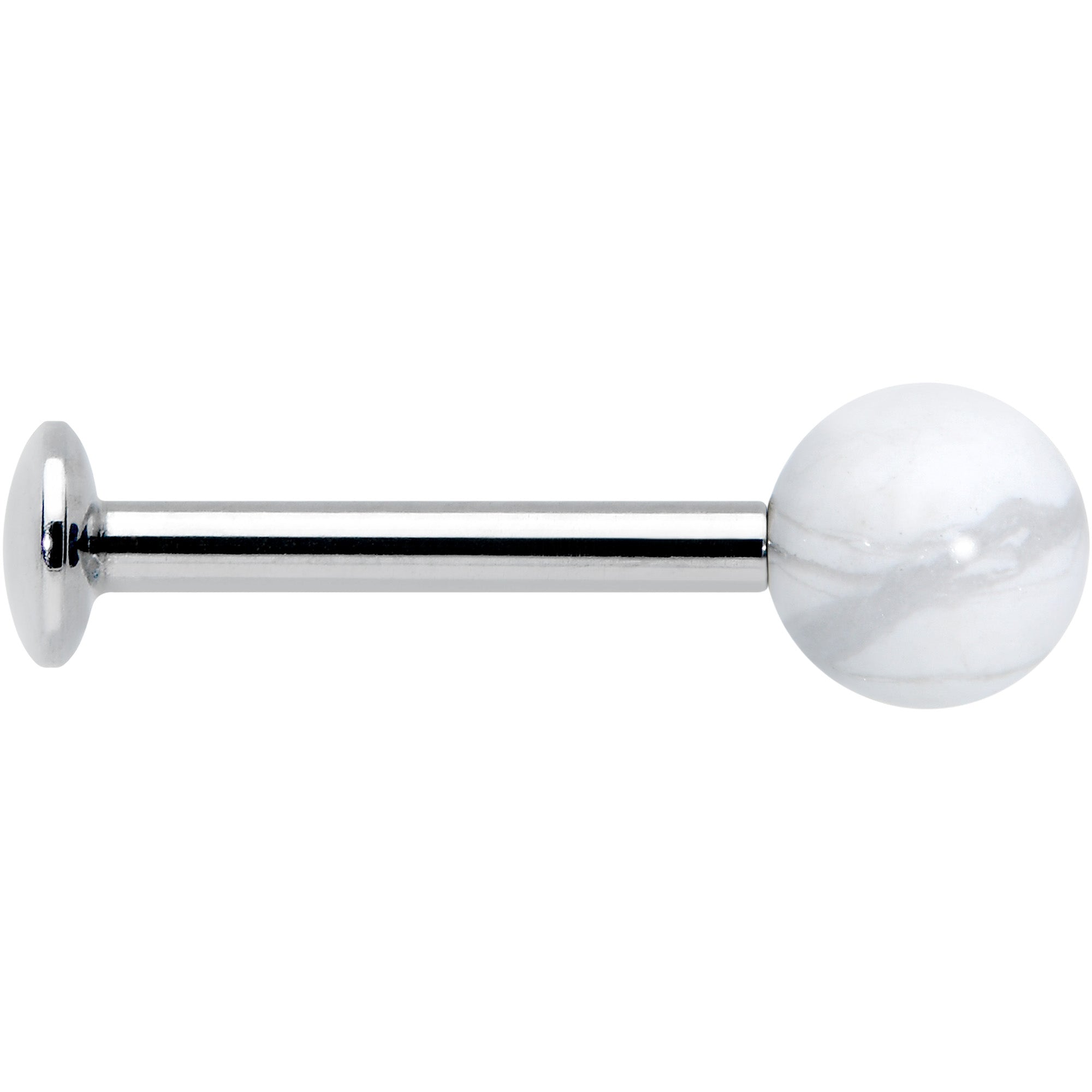 16G 5/16 Elegant White Howlite Internally Threaded Labret Tragus