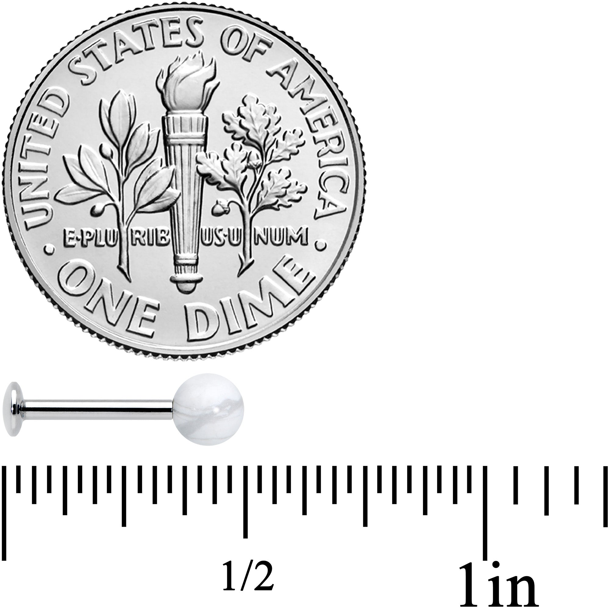 16G 5/16 Elegant White Howlite Internally Threaded Labret Tragus