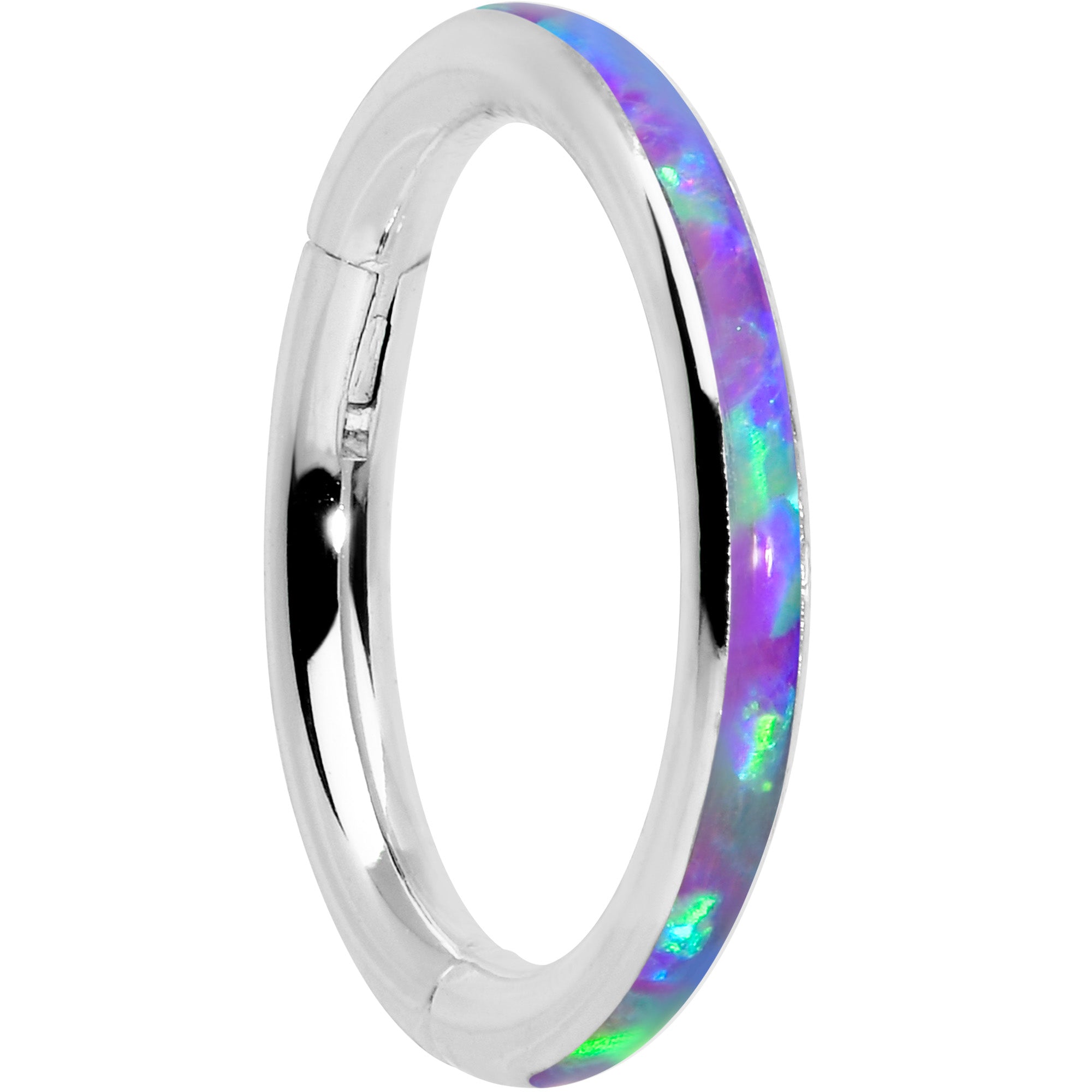 16G 5/16 Purple Synthetic Opal Forward Facing Hinged Segment Ring