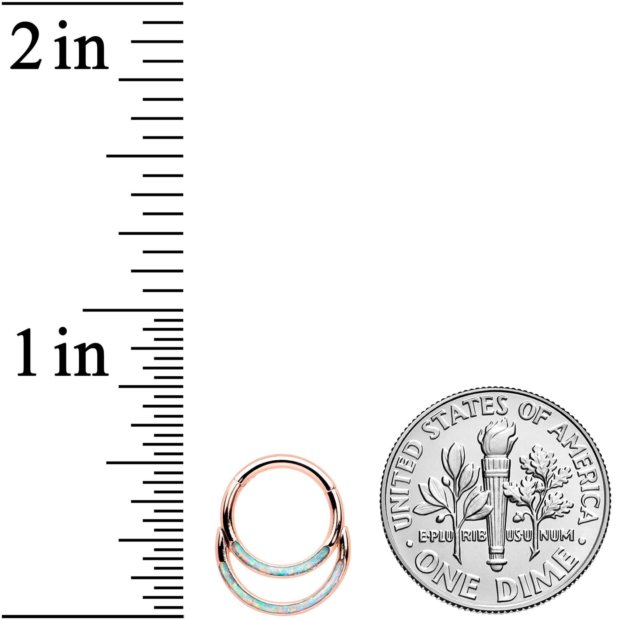 16G 5/16 Synth Opal Rose Gold Tone Double Row Hinged Segment Ring