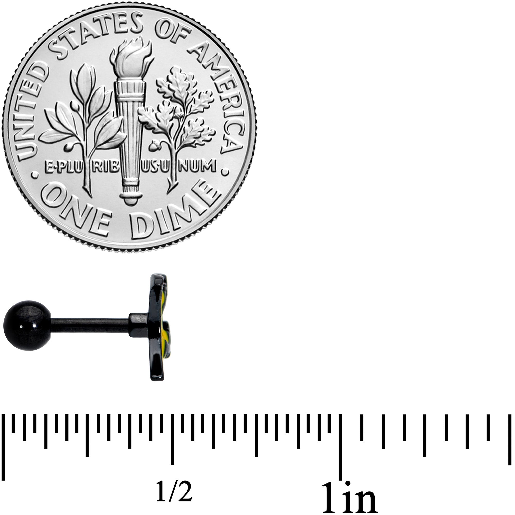 16G 1/4 Black Batty Moon Halloween Cartilage Tragus Earring