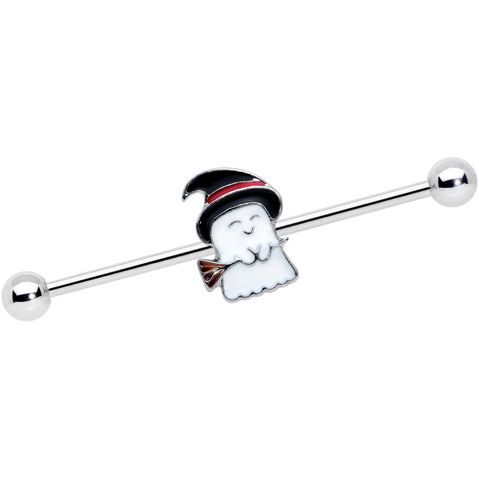 14G Witch Hat Ghost Halloween Industrial Barbell 40mm