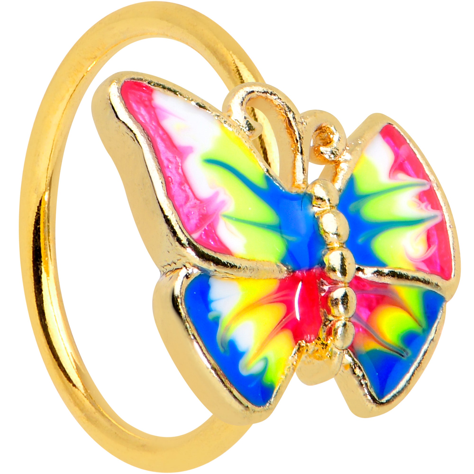 20G 5/16 Gold Tone Bright Butterfly Nose Hoop