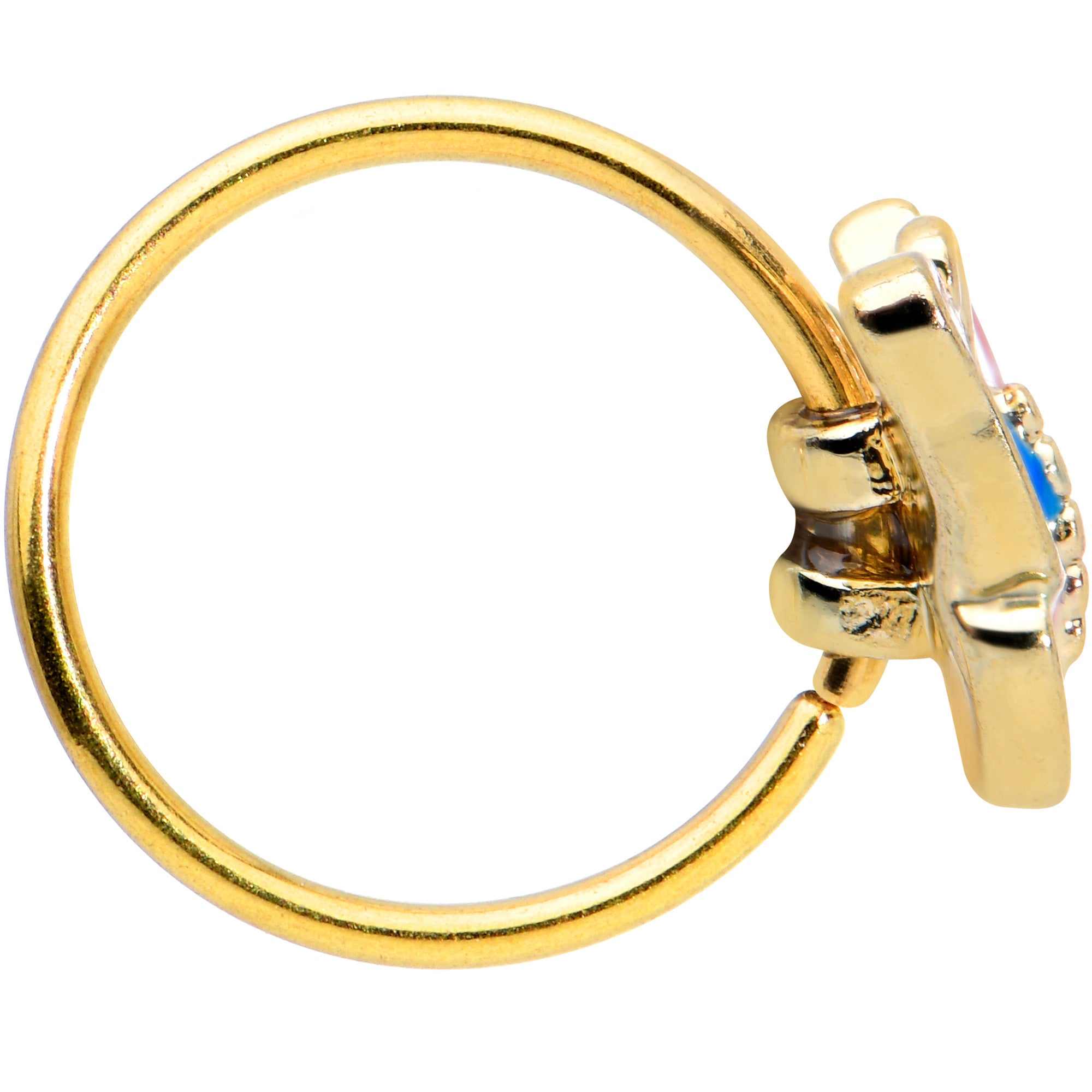 20G 5/16 Gold Tone Bright Butterfly Nose Hoop