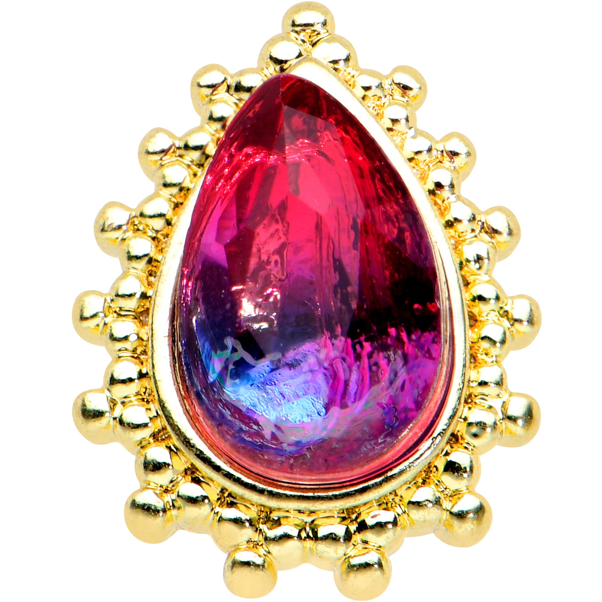 20G 7.5mm Purple Tourmaline Textured Drop L Shape Nose Ring