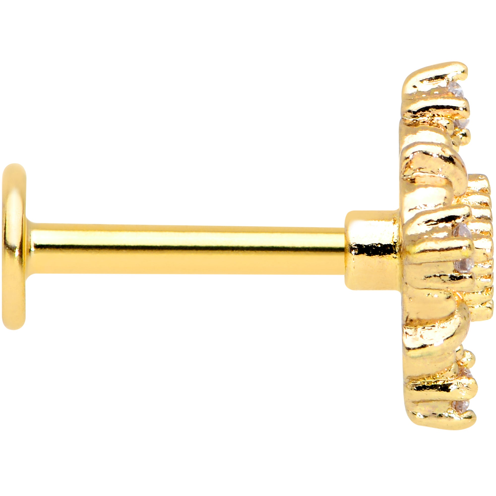 16G 5/16 Green Gem Gold Tone Noble Square Labret Monroe Tragus