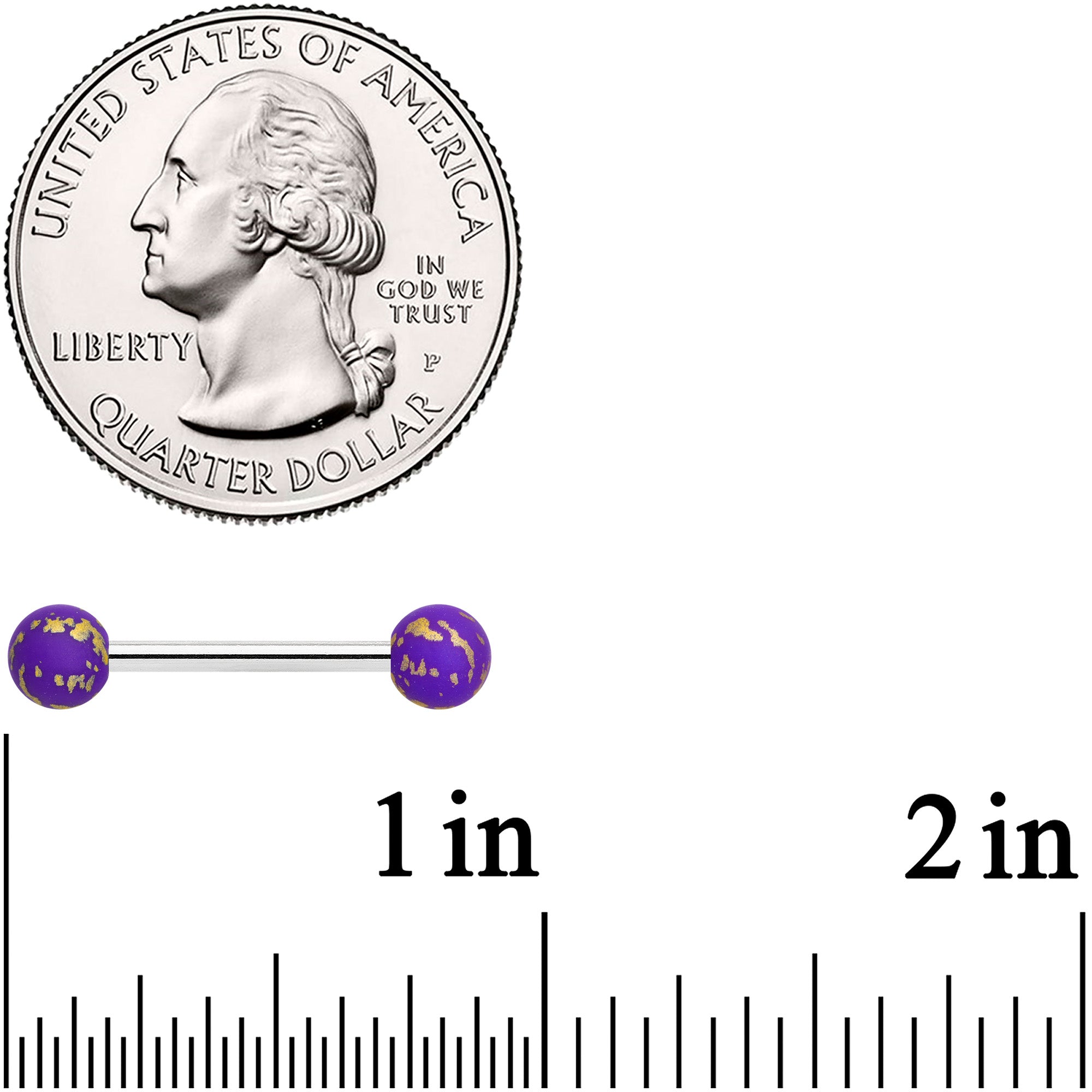 14G 9/16 Matte Purple Splatter Barbell Nipple Ring Set