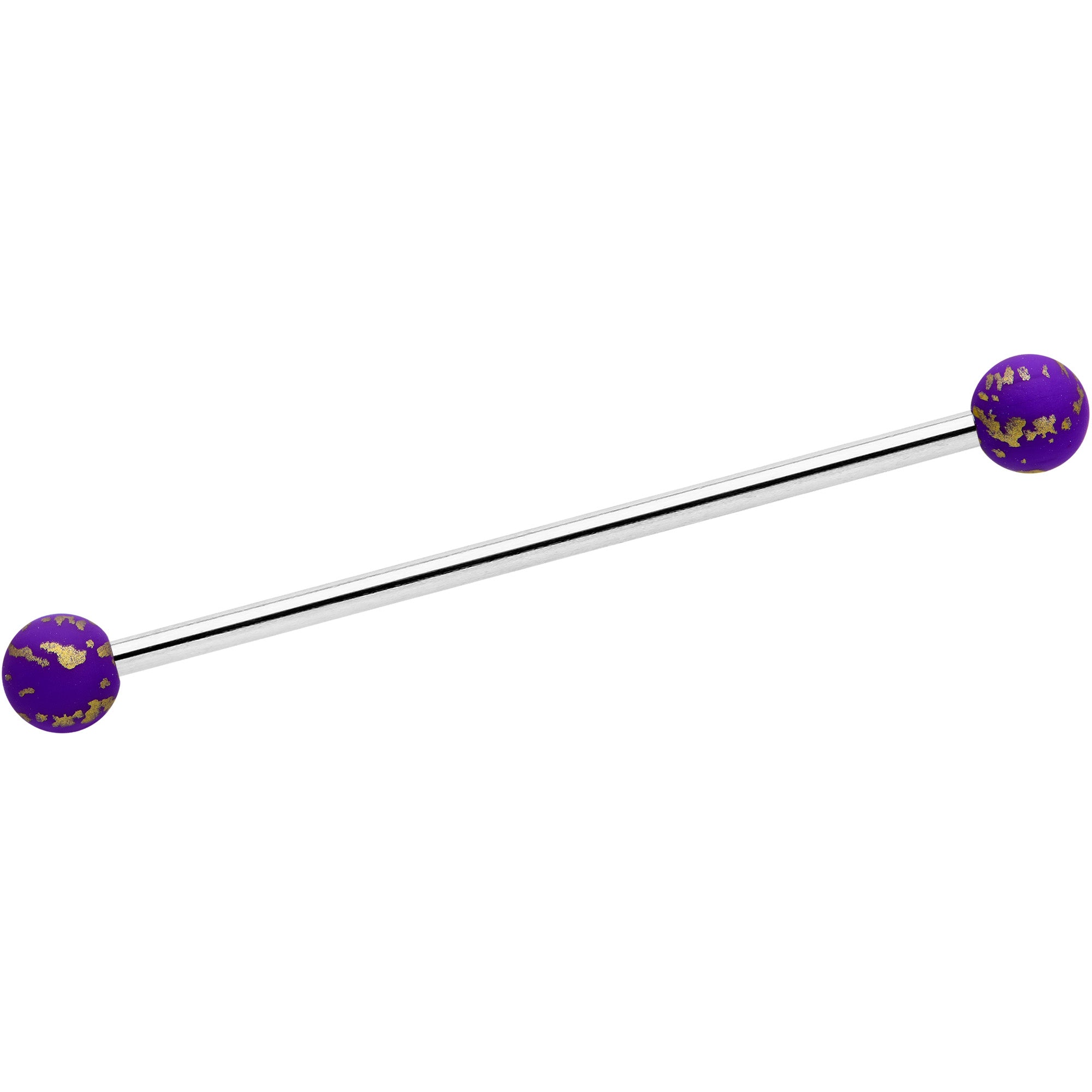 14G Matte Purple Splatter Pattern Ends Industrial Barbell 38mm