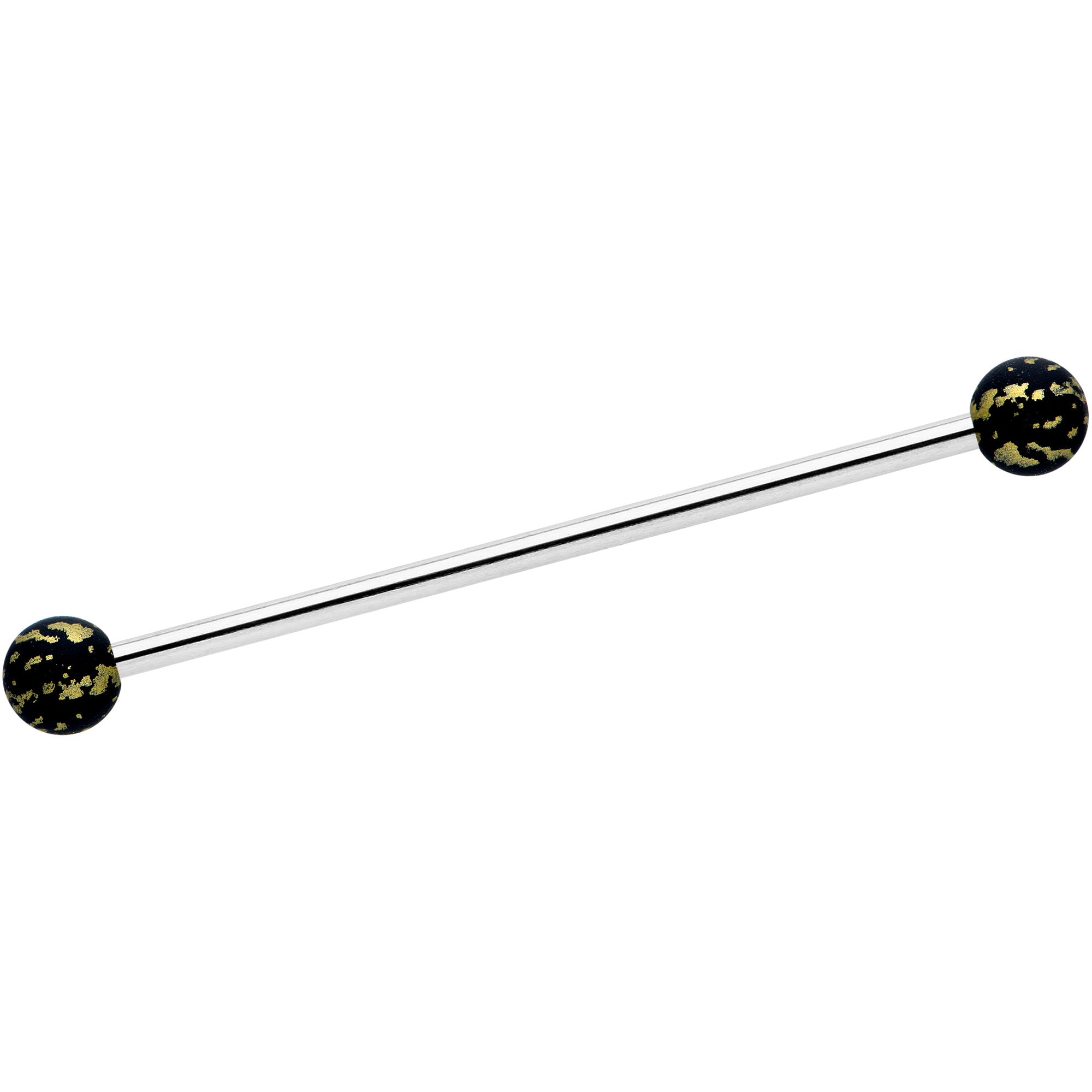 14G Matte Black Splatter Pattern Ends Industrial Barbell 38mm