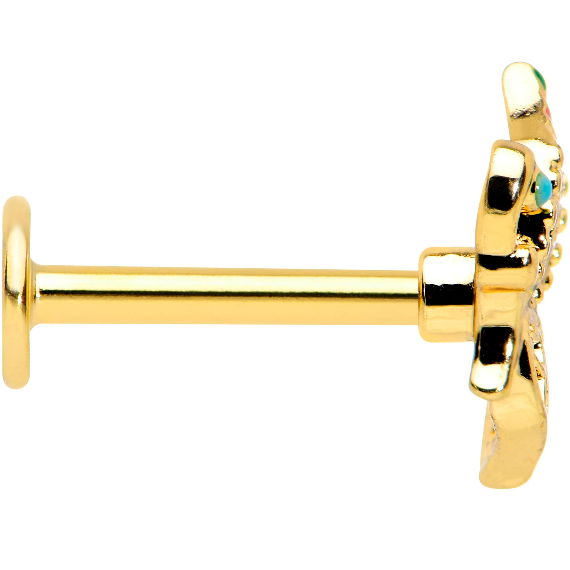 16G 5/16 Clear CZ Gem Gold Tone Heart Butterfly Labret Tragus