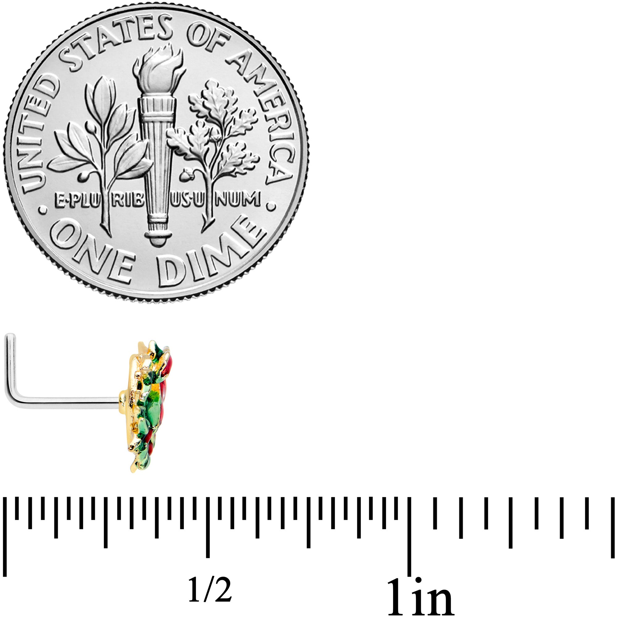 20G 7mm Festive Bow Wreath Christmas L Shape Nose Ring