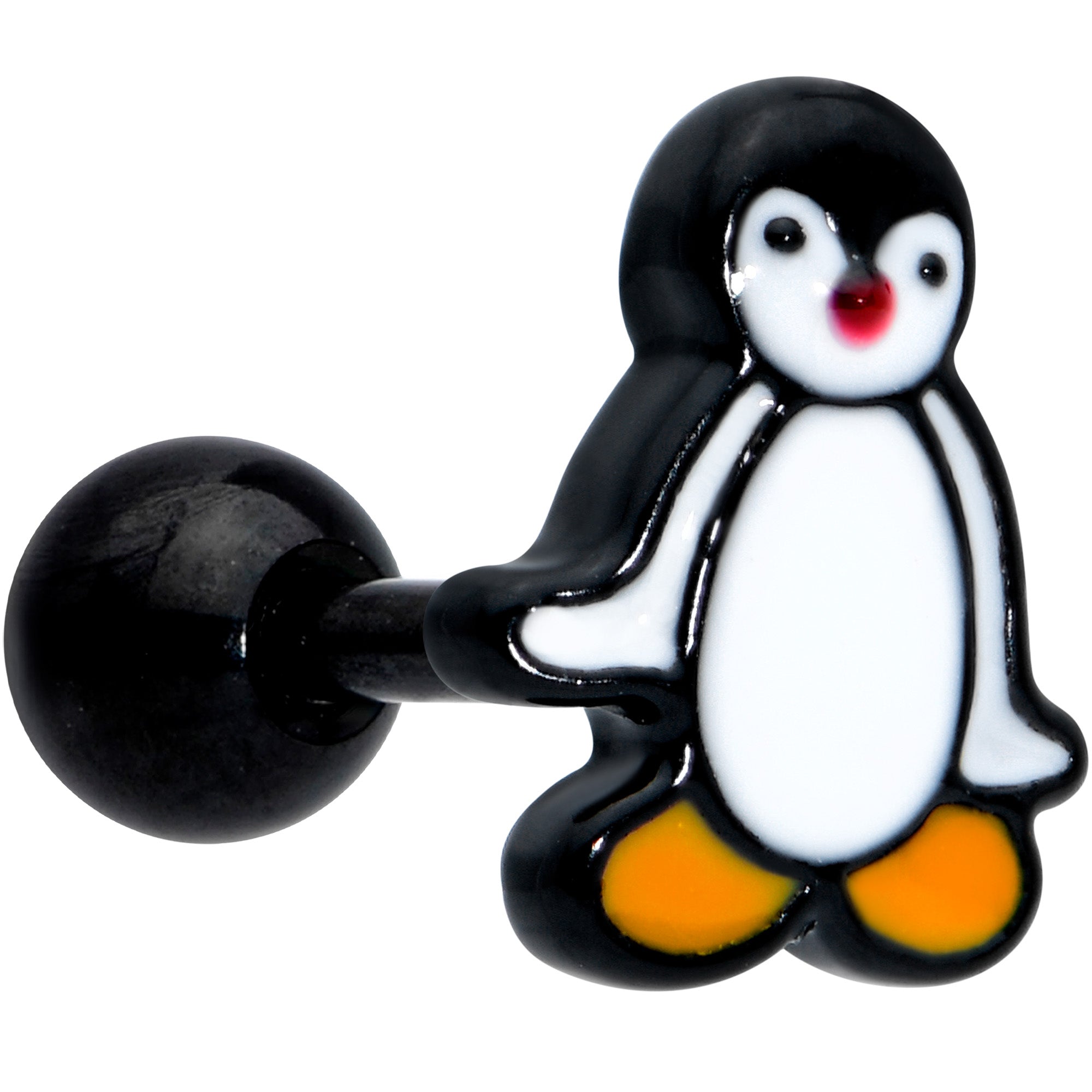 16G 1/4 Black Baby Penguin Cartilage Tragus Earring