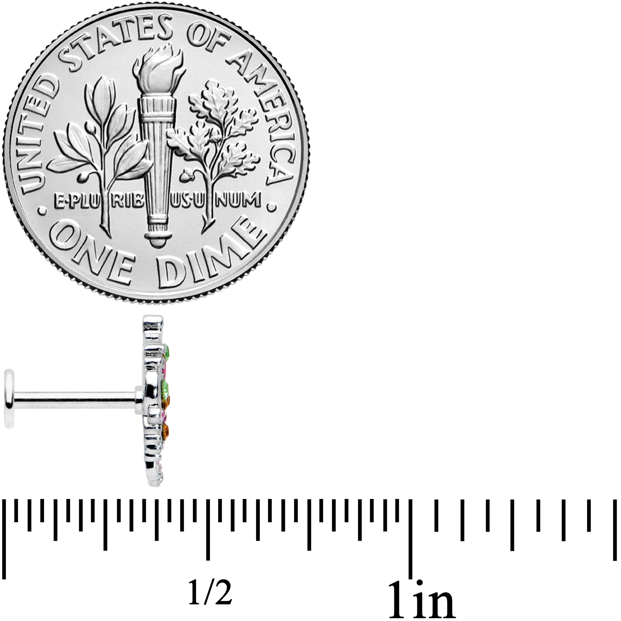 16G 5/16 Green Orange Gem Texture Butterfly Labret Monroe Tragus