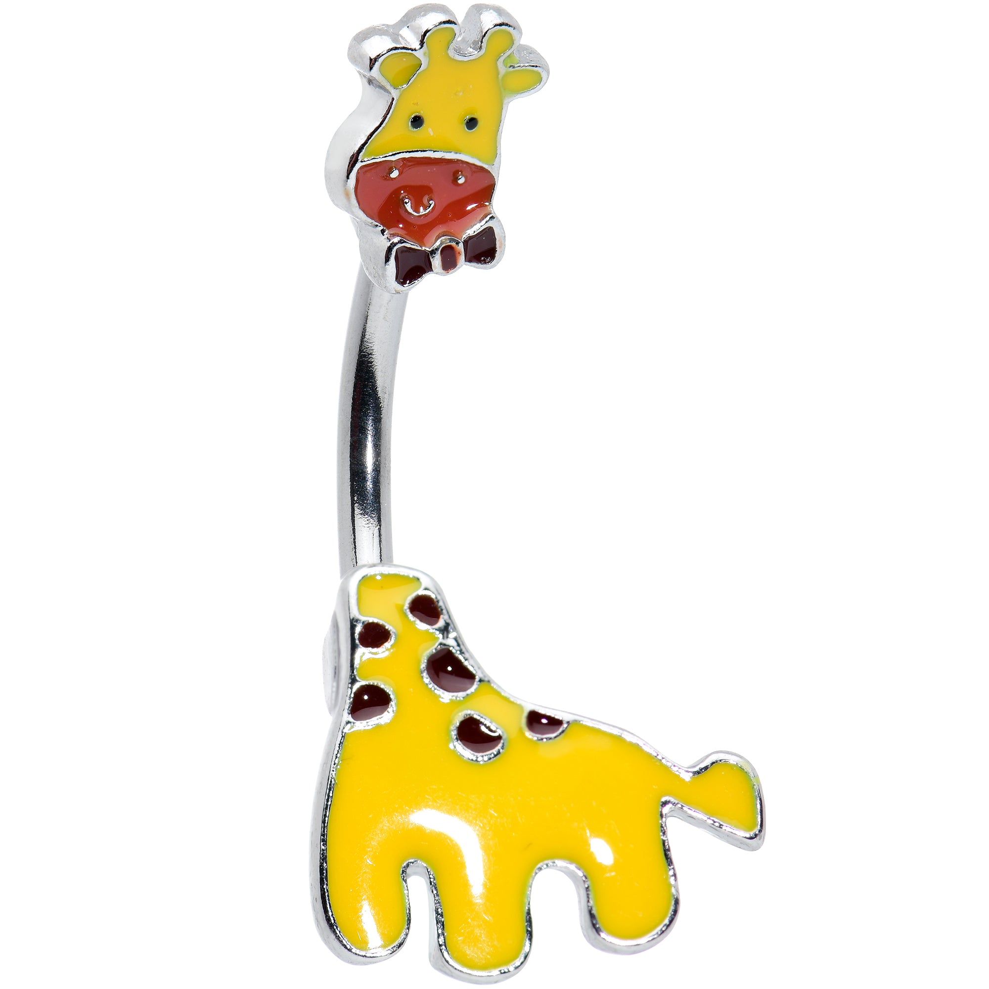 Yellow Red Bow Tie Giraffe Double Mount Belly Ring