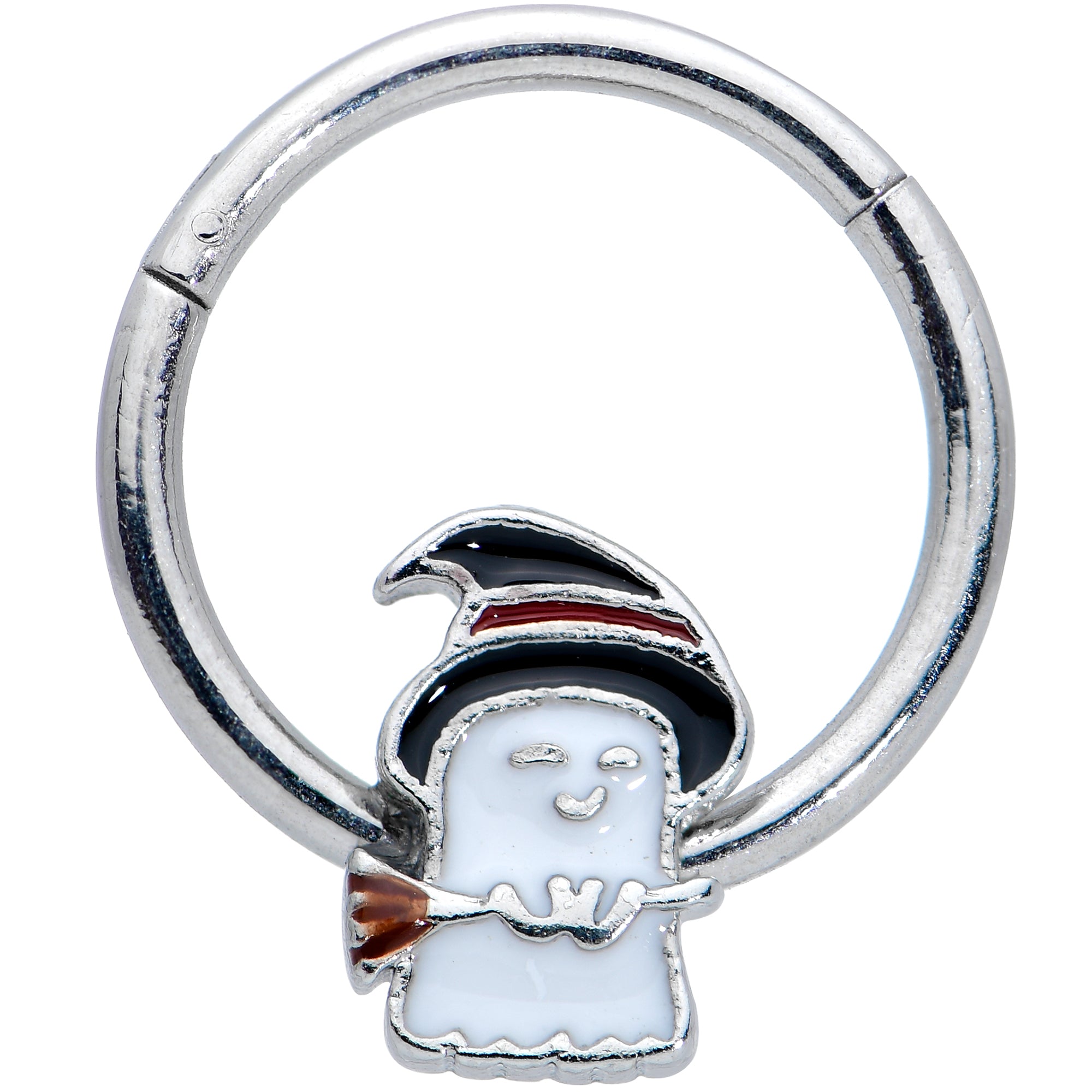 16G 3/8 Witch Hat Ghost Halloween Hinged Segment Ring
