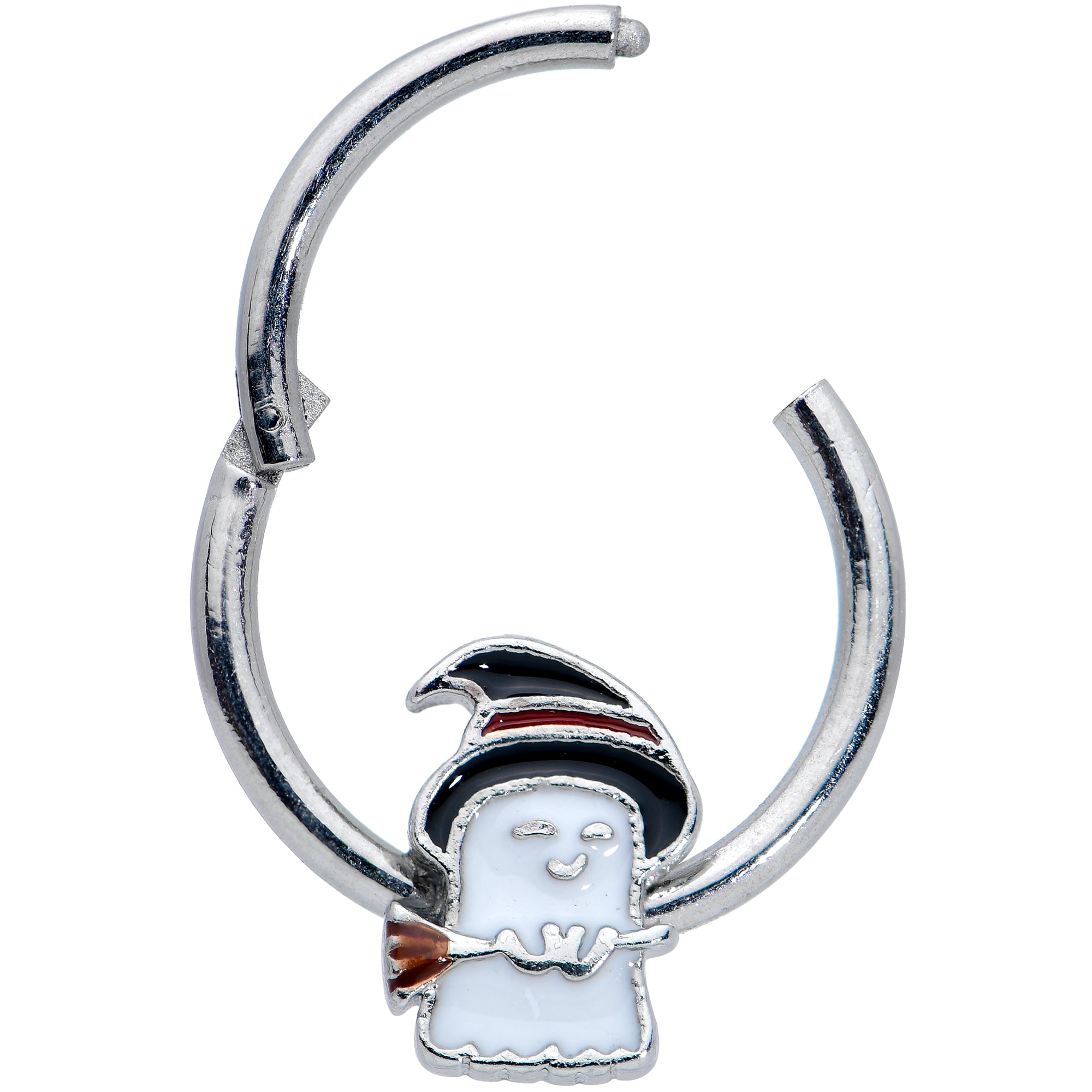16G 3/8 Witch Hat Ghost Halloween Hinged Segment Ring