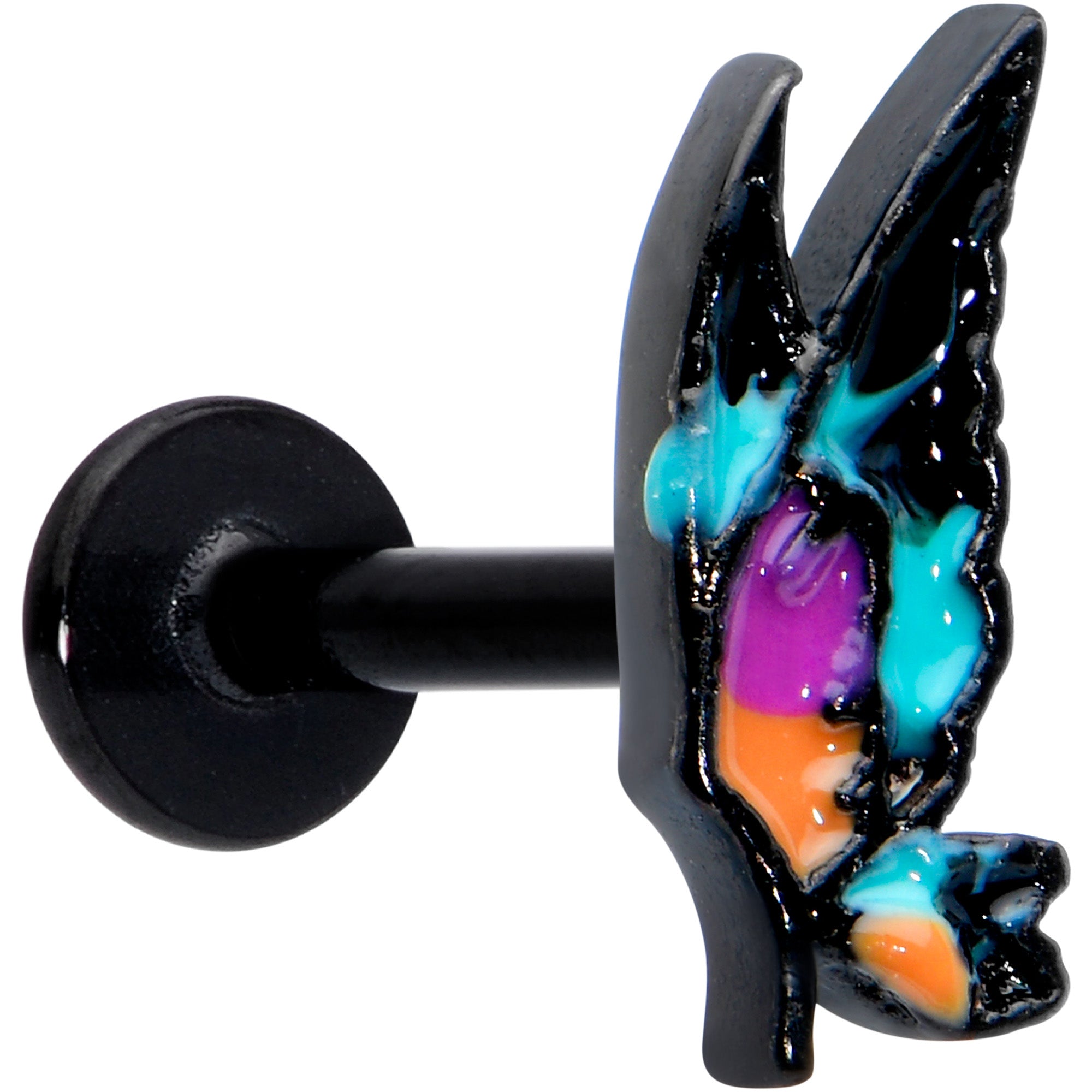 16G 5/16 Black Sunset Side Butterfly Labret Monroe Tragus