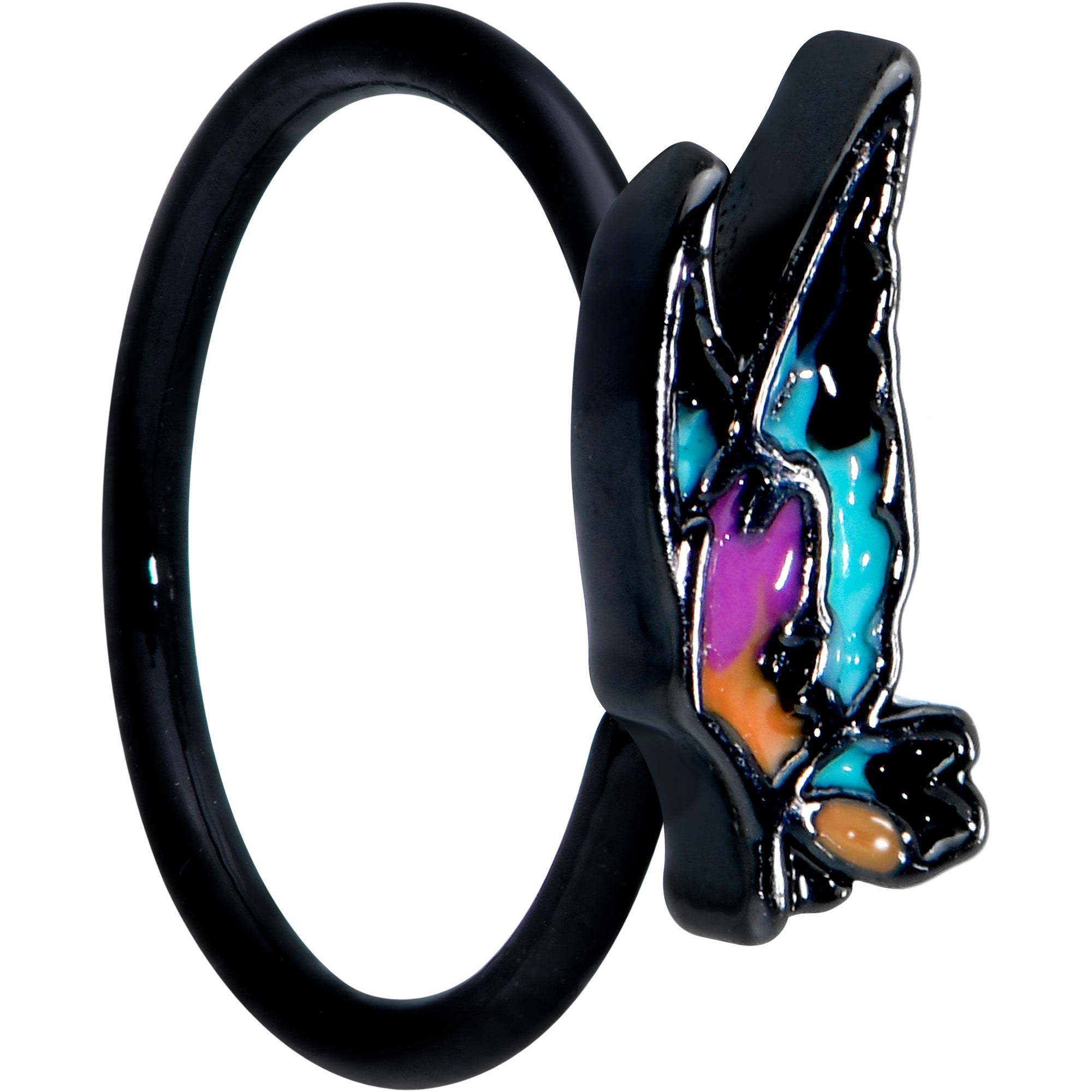 20G 5/16 Black Sunset Side Butterfly Nose Hoop