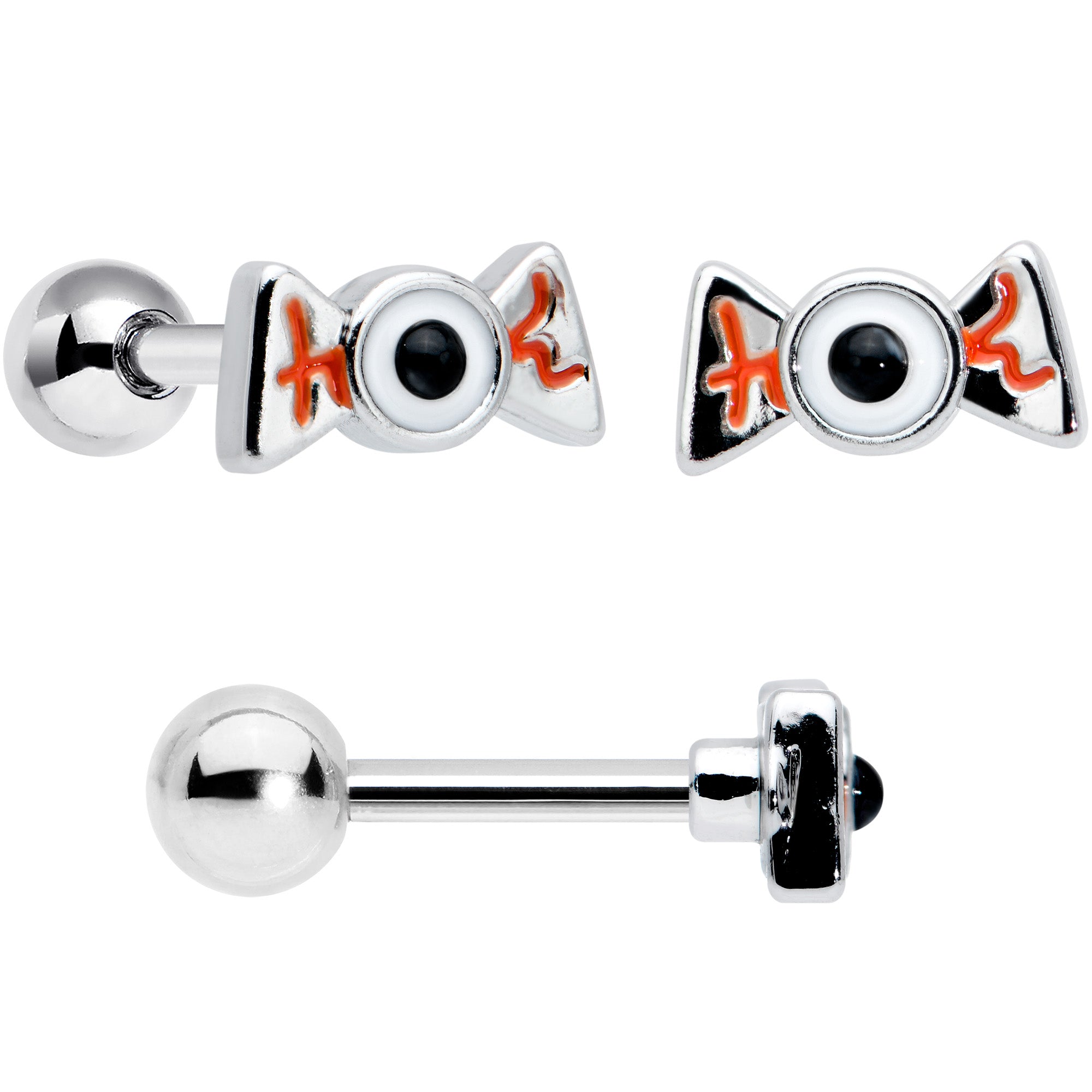 16G 1/4 Ghost Skull Eye Candy Halloween Cartilage Tragus Set of 3