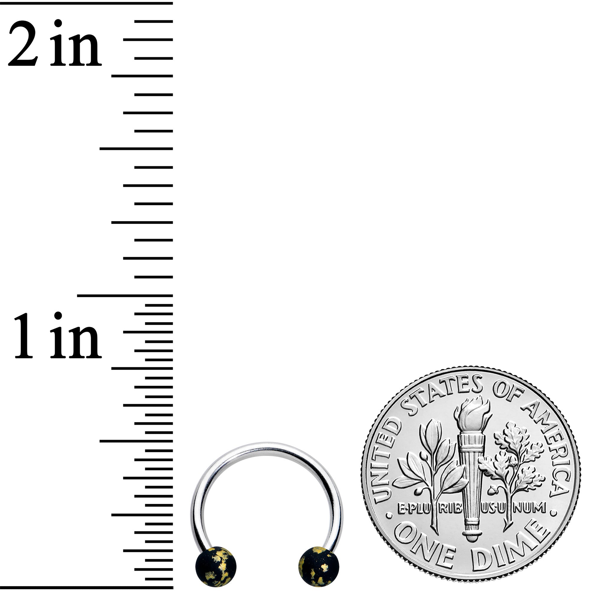 16G 3/8 Matte Black Splatter Ends Horseshoe Circular Barbell