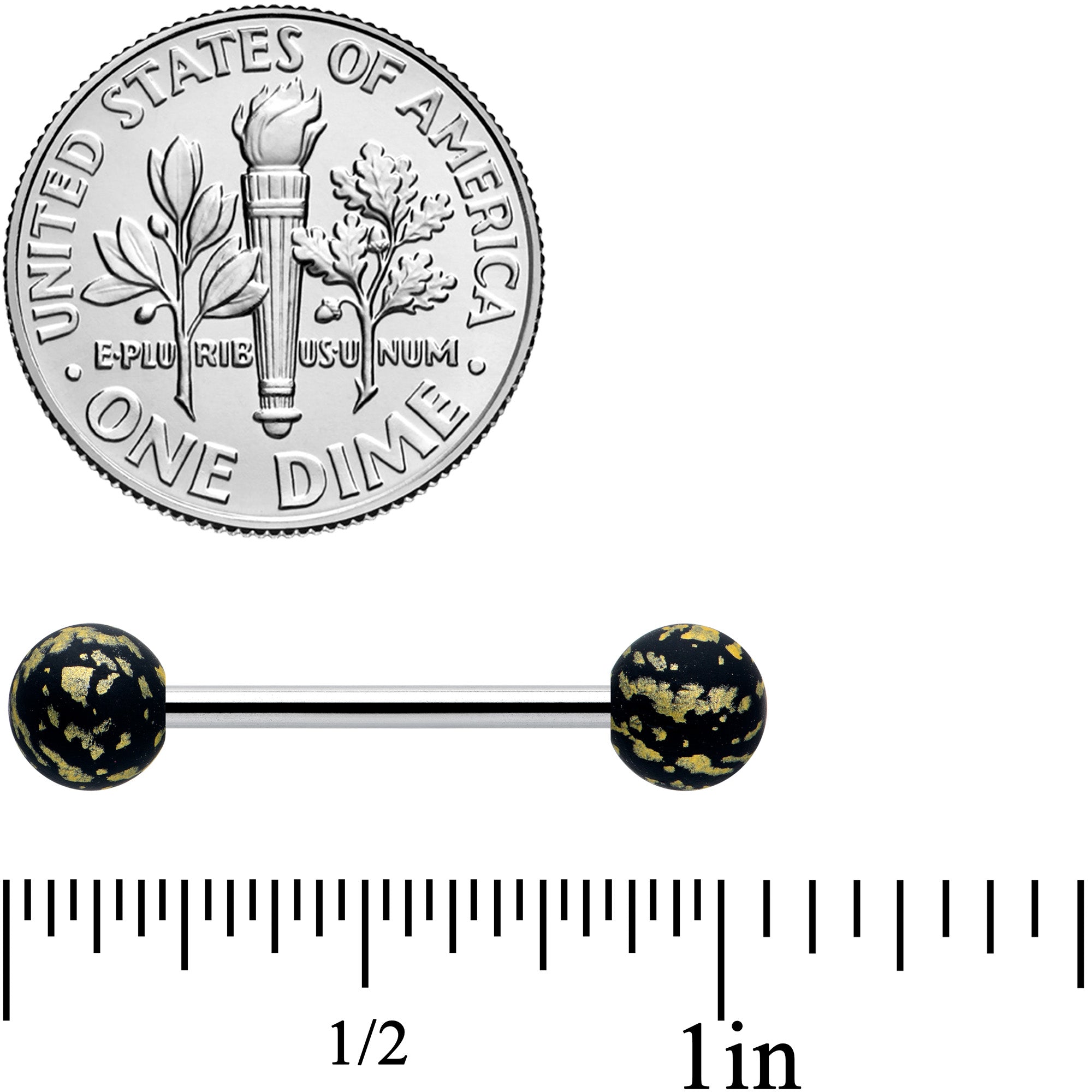 Matte Black Splatter Pattern Barbell Tongue Ring