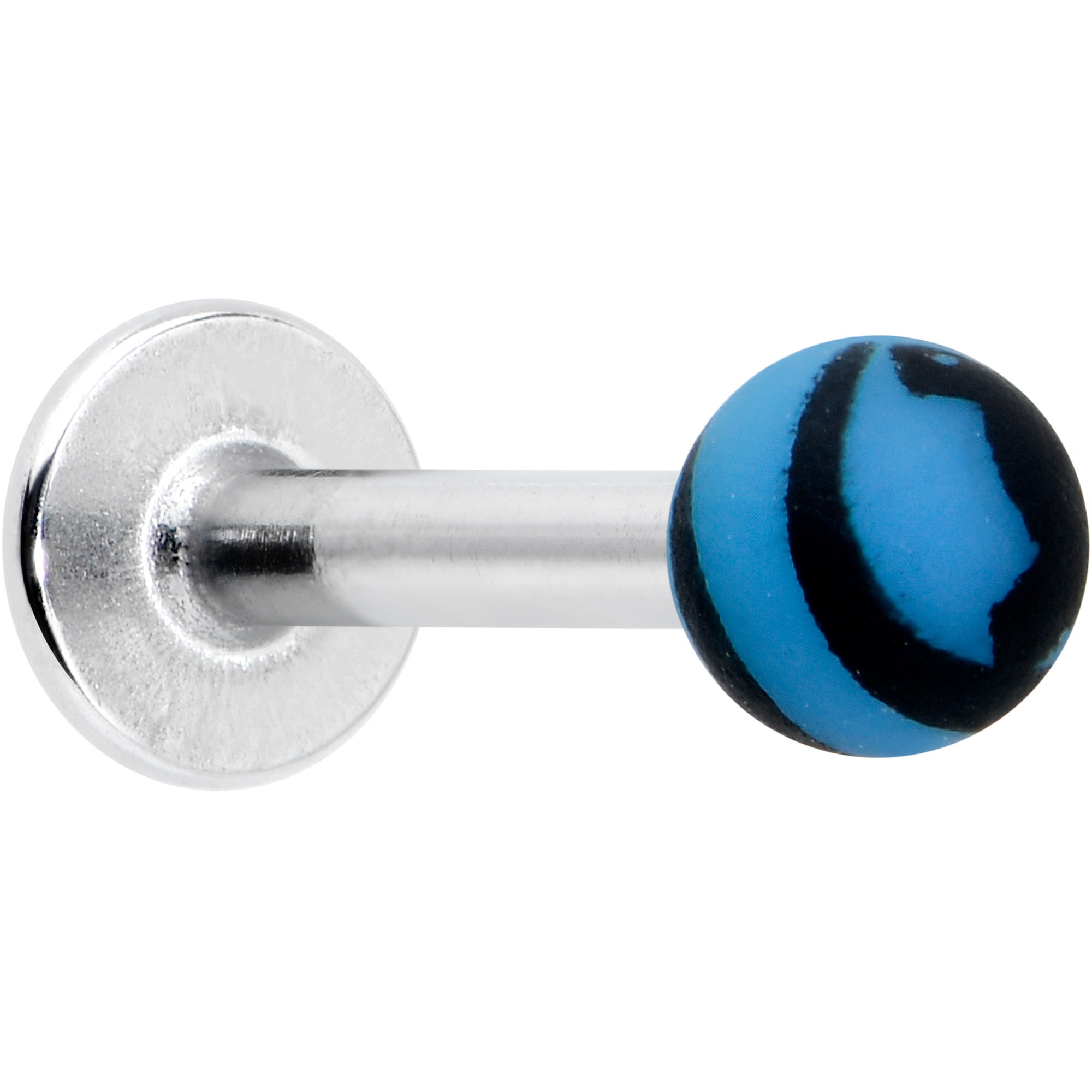 16G 5/16 Matte Blue Zebra Stripe Labret Monroe Tragus