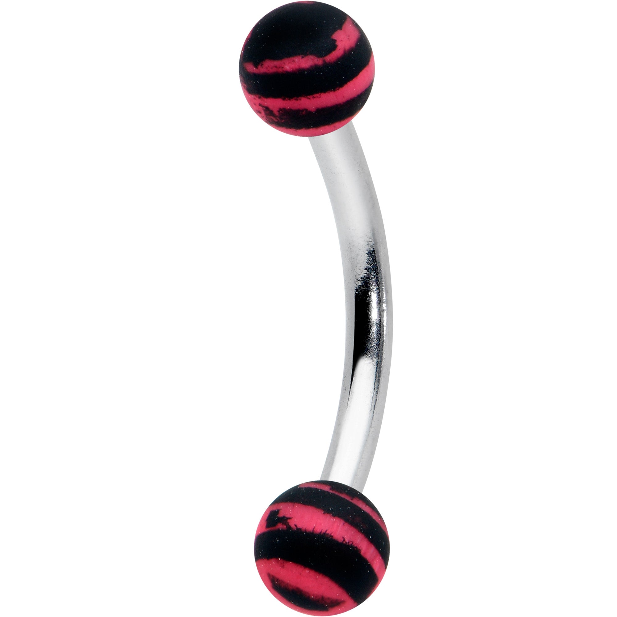 16G 5/16 Matte Pink Zebra Stripe Curved Eyebrow Ring
