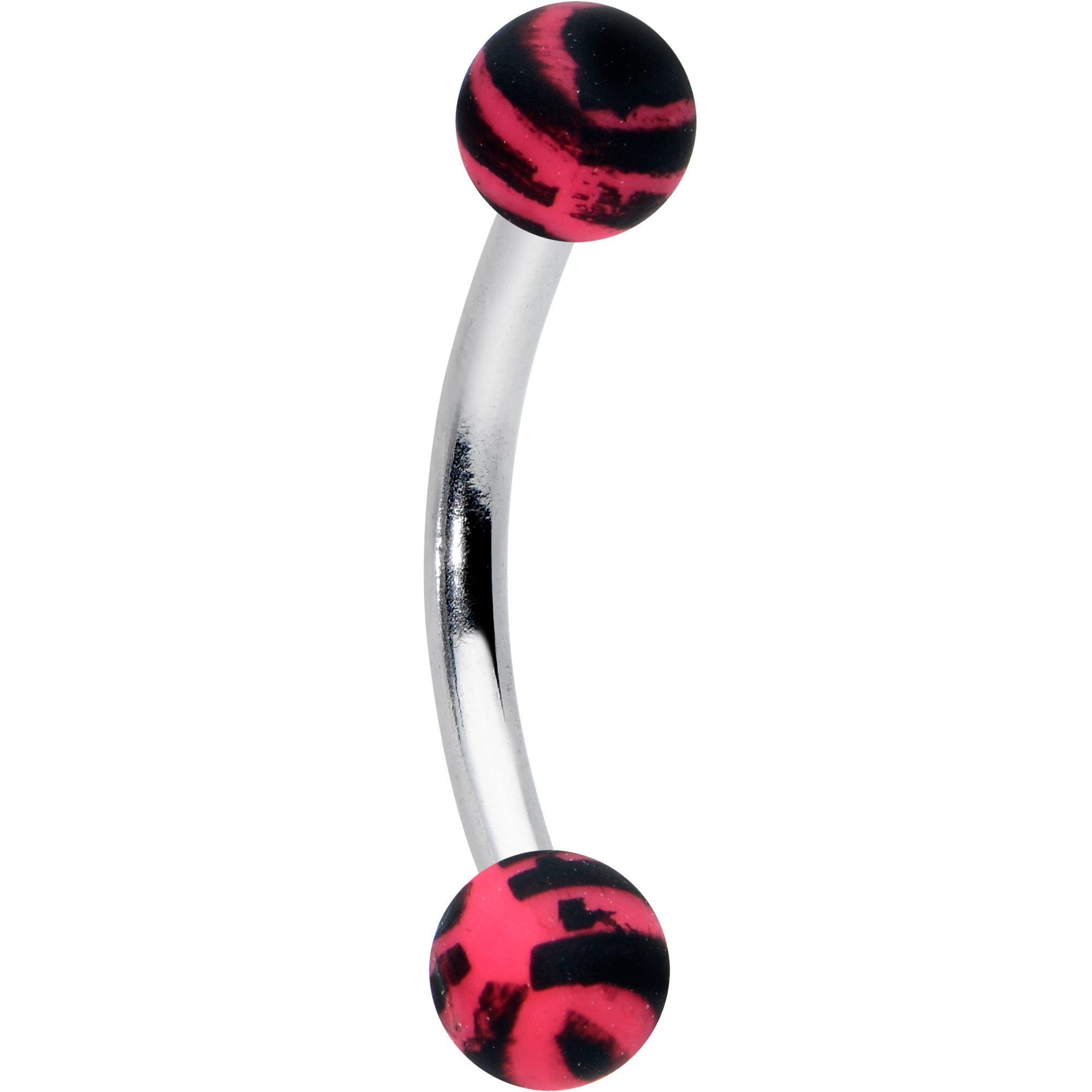 16G 5/16 Matte Pink Zebra Stripe Curved Eyebrow Ring