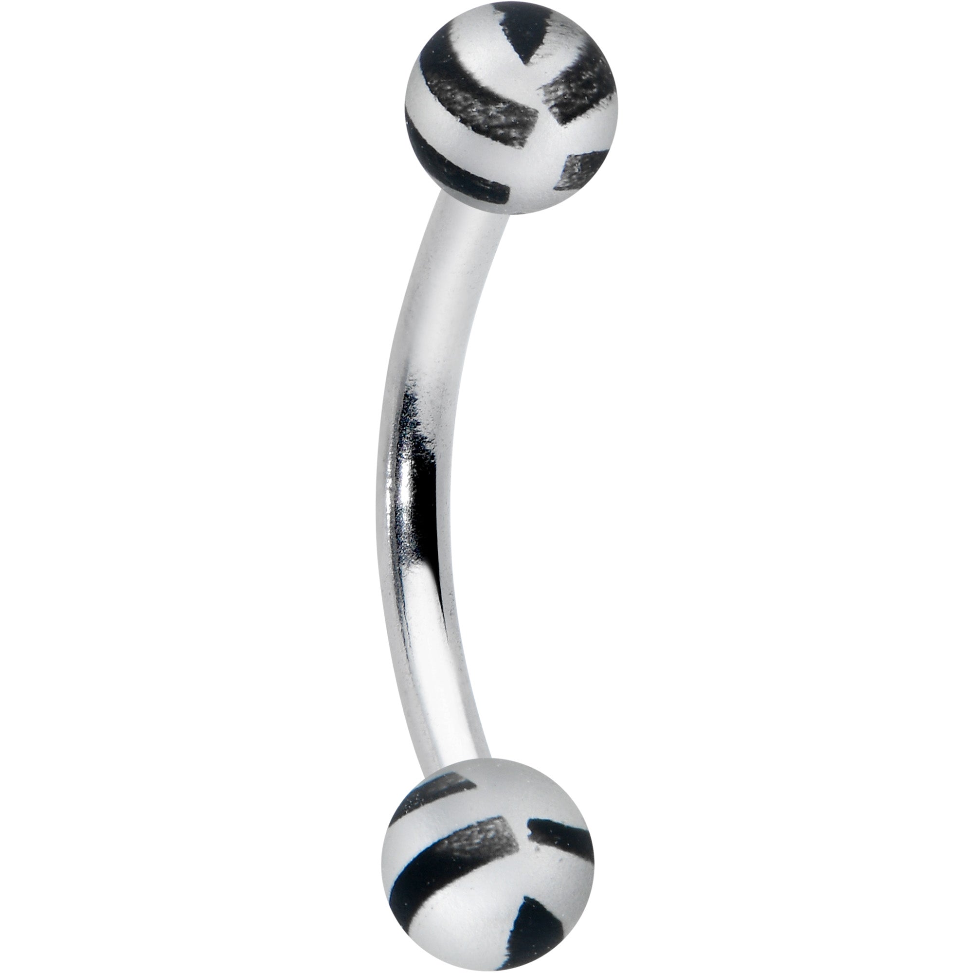 16G 5/16 Matte Grey Zebra Stripe Curved Eyebrow Ring