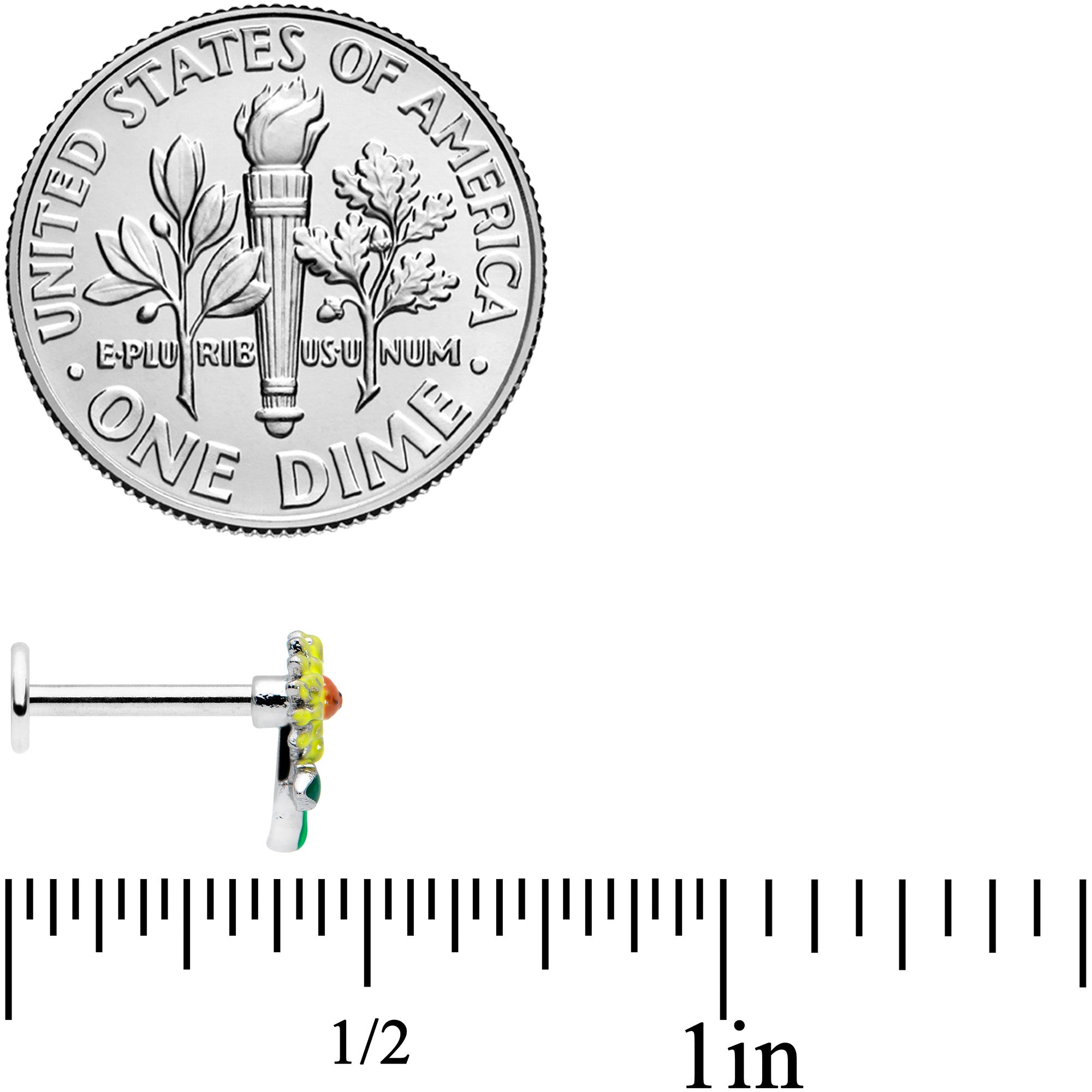 16G 5/16 Sunny Yellow Sunflower Labret Monroe Tragus