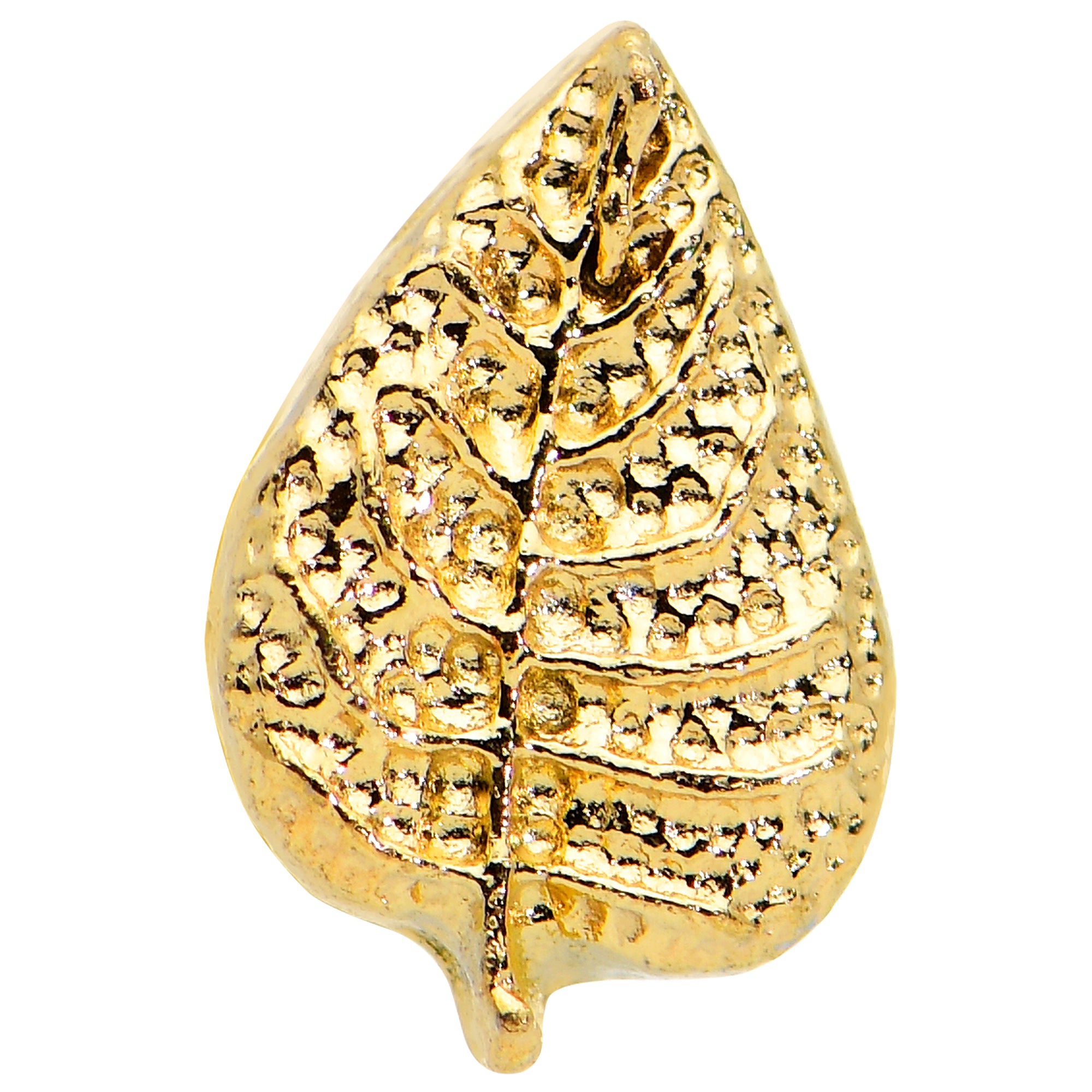 16G 5/16 Gold Tone Autumn Textured Leaf Labret Monroe Tragus