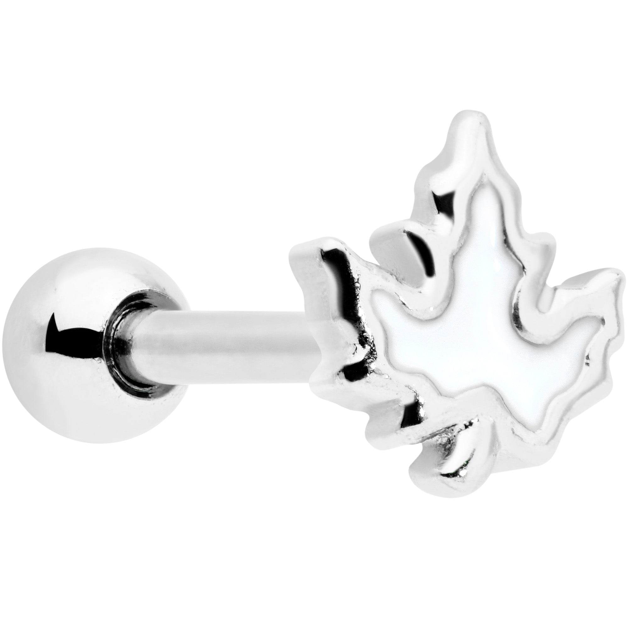 16G 1/4 Autumn White Maple Leaf Cartilage Tragus Earring